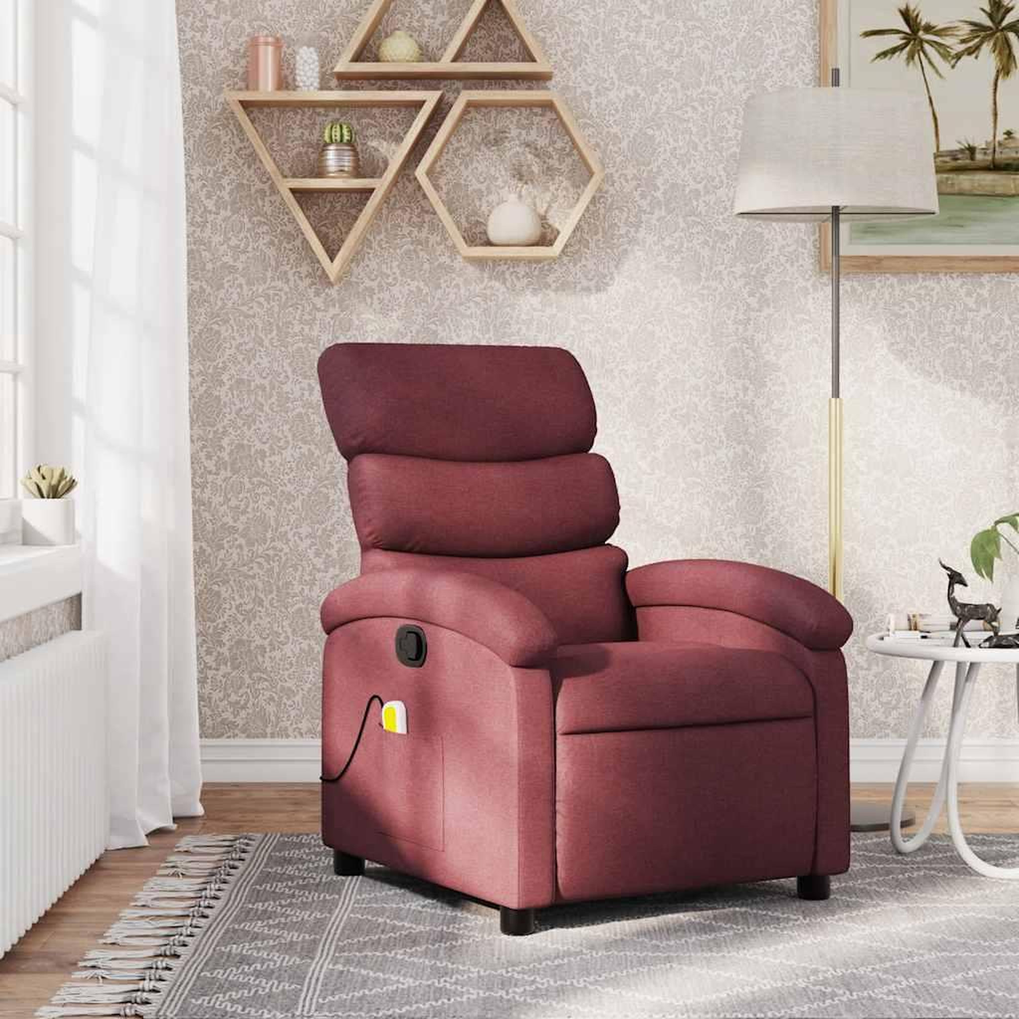 VIDAXL Fauteuil de massage inclinable Rouge bordeaux Tissu