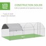 Voir la diapositive 6 : PAWHUT Enclos poulailler chenil 15,96 m² - parc grillagé dim. 5,7L x 2,8l x 1,97H m - espace couvert - acier galvanisé