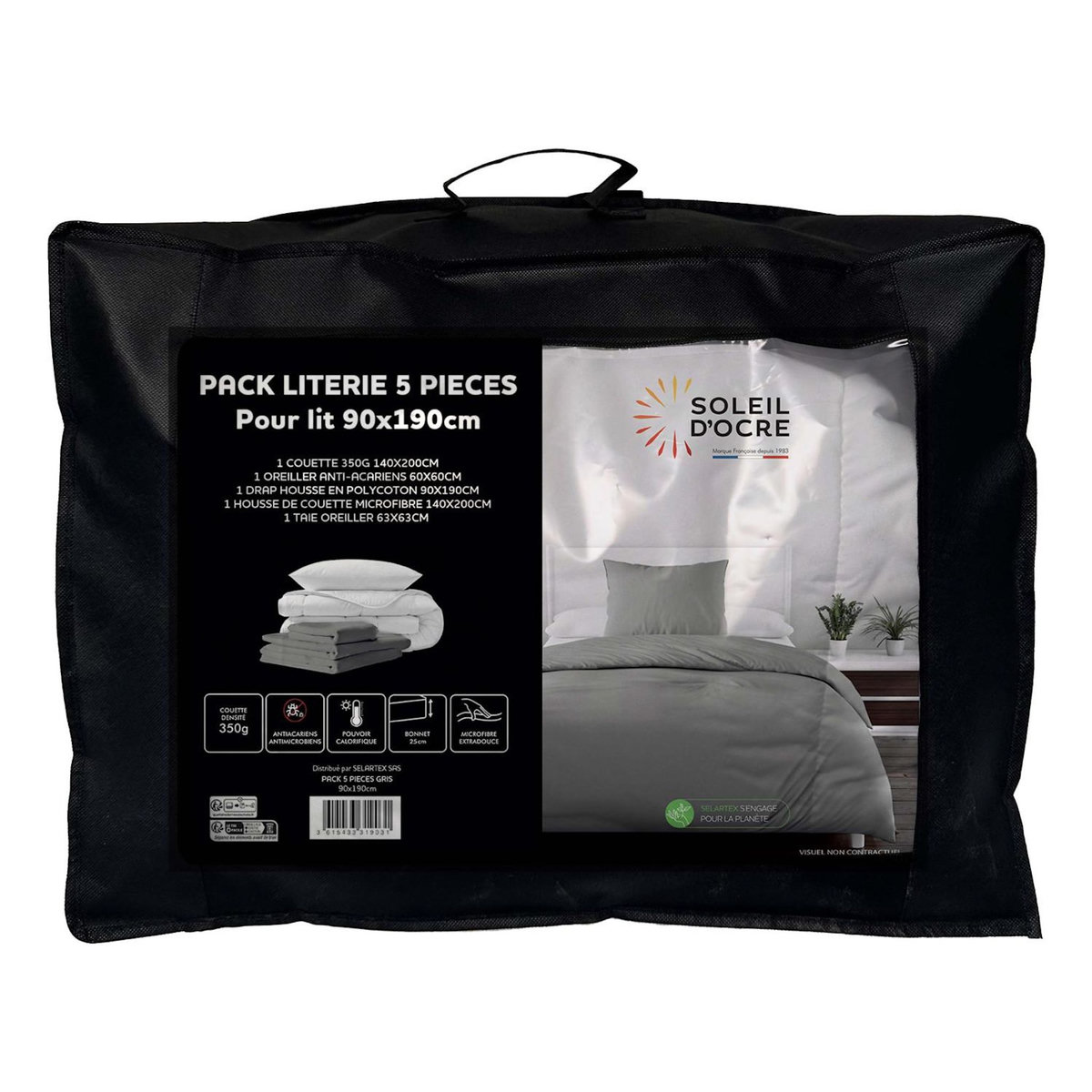 SOLEIL D'OCRE Ensemble couette et parure 5 Pièces BOHEME pour lit en 90x190 cm, par Soleil d'ocre