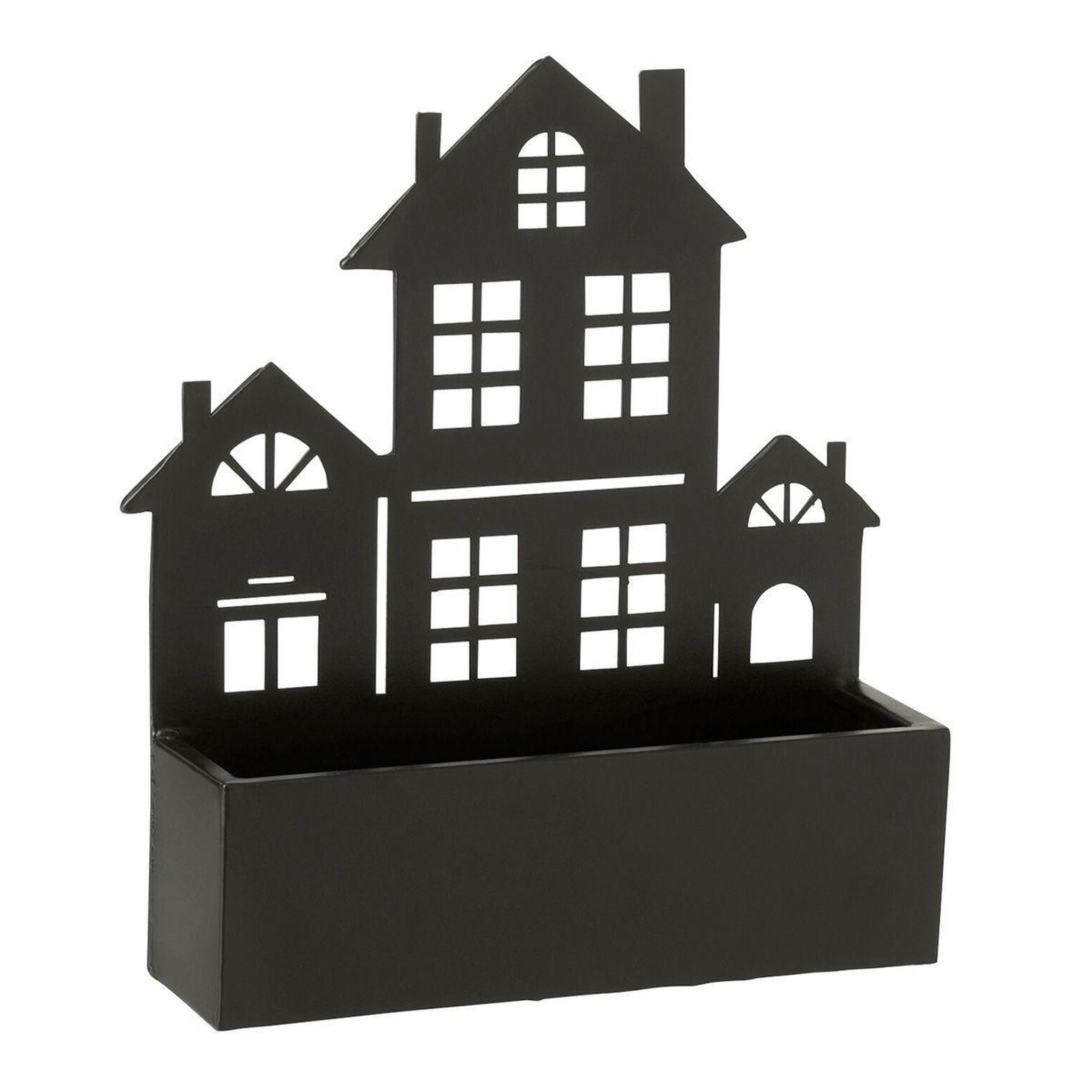 Voir la diapositive 1 : J-LINE Jardinière murale en métal  maison  36cm noir