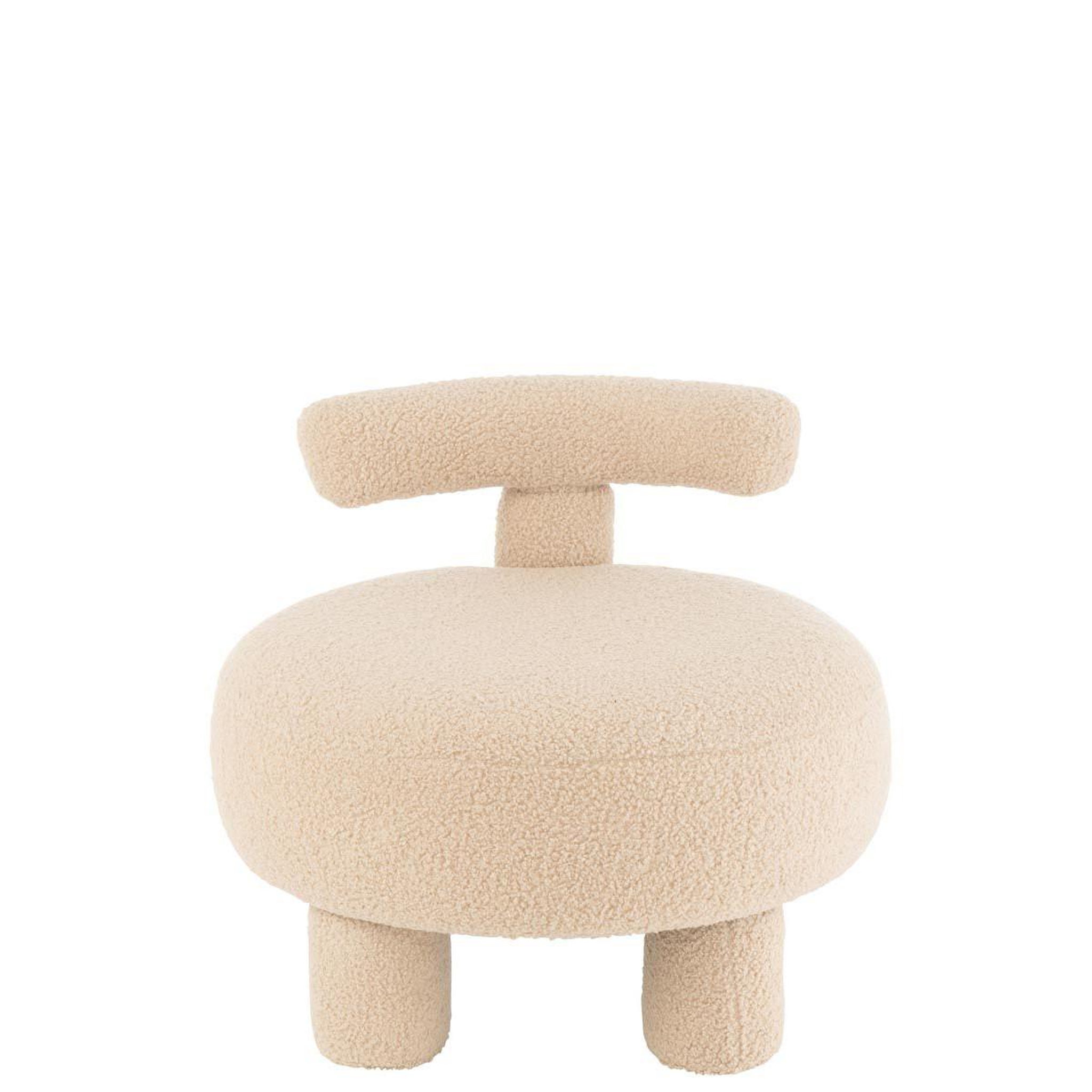 Voir la diapositive 3 : J-LINE Pouf bouclette avec dossier  teddy  52cm beige