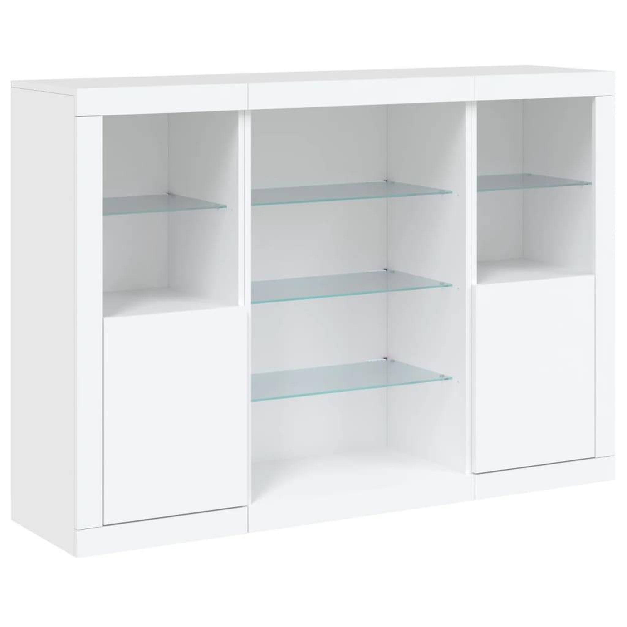 Voir la diapositive 5 : VIDAXL Buffets avec lumieres LED 3 pcs blanc bois d'ingenierie
