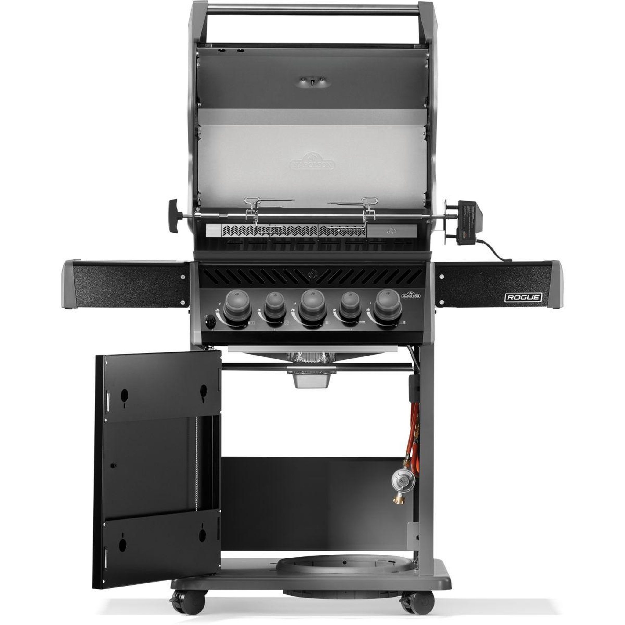 Voir la diapositive 5 : NAPOLEON Barbecue gaz Rogue  RB425RSBPK-2-FR-R noir 5 bruleurs sur chariot,  60x45 cm