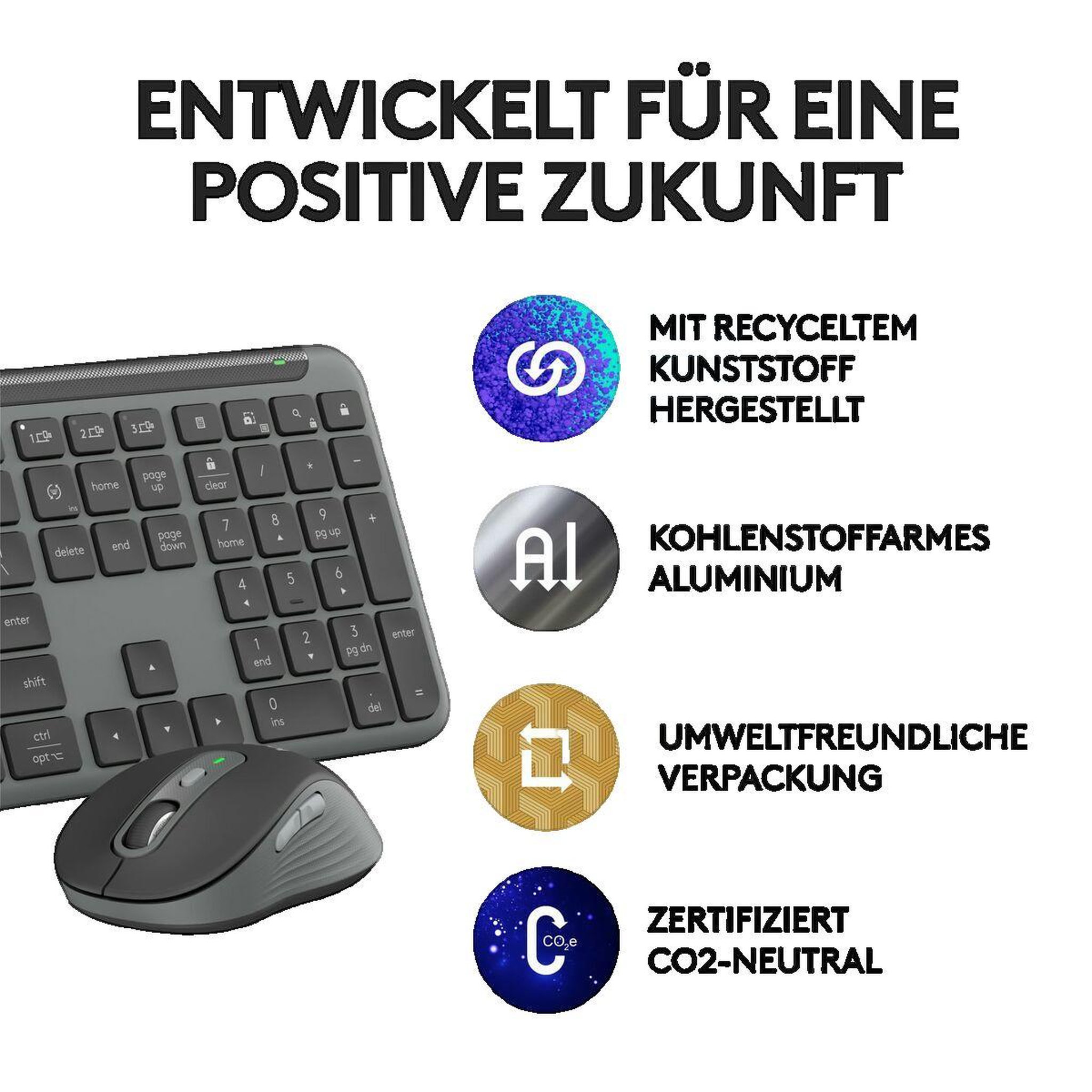 Voir la diapositive 3 : Logitech Ensemble clavier et souris Logitech Signature Slim Combo MK950 Graphite
