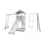 Axi House AXI Structure de jeu Beach Tower Blanc Gris avec cadre d'escalade 1 balancoire et toboggan Blanc