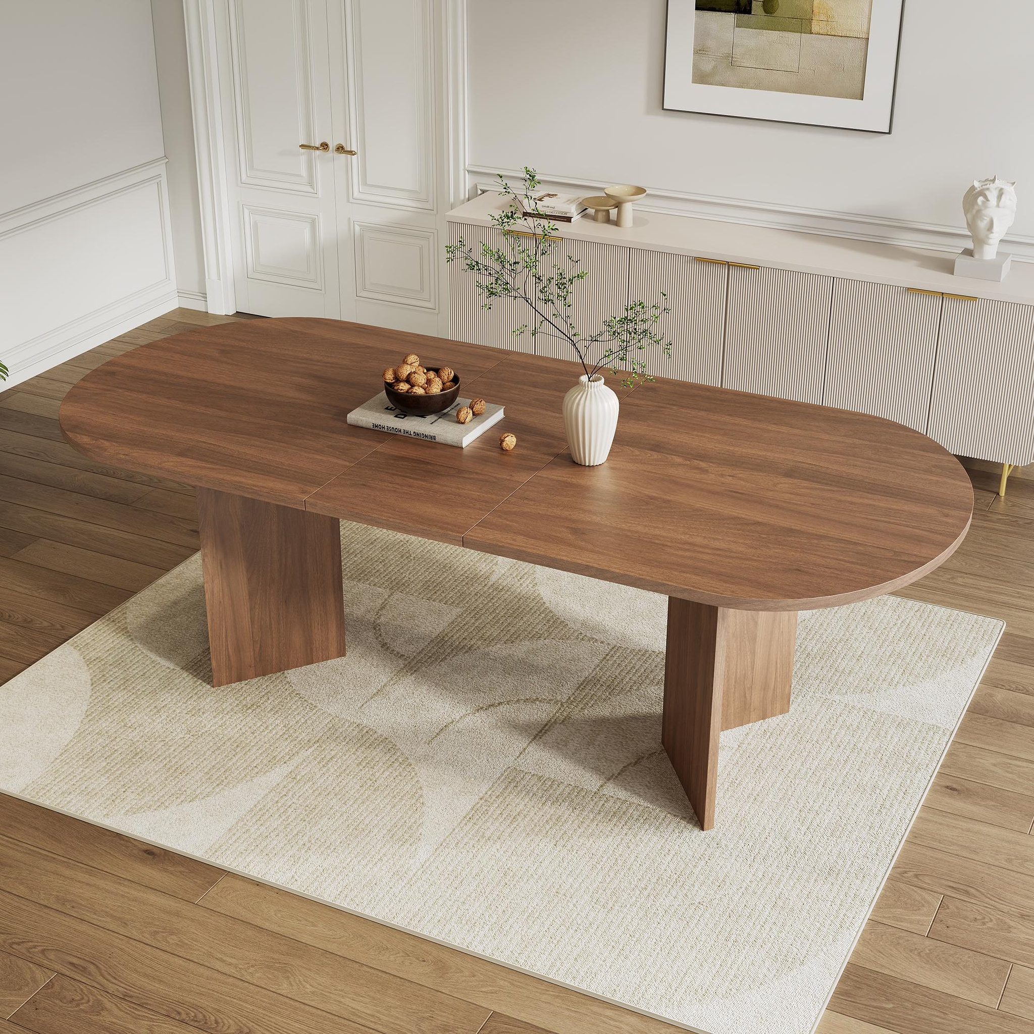 Voir la diapositive 4 : MERAX Table à manger extensible 160/200x90 cm pour 6-8 personnes avec plateau épais