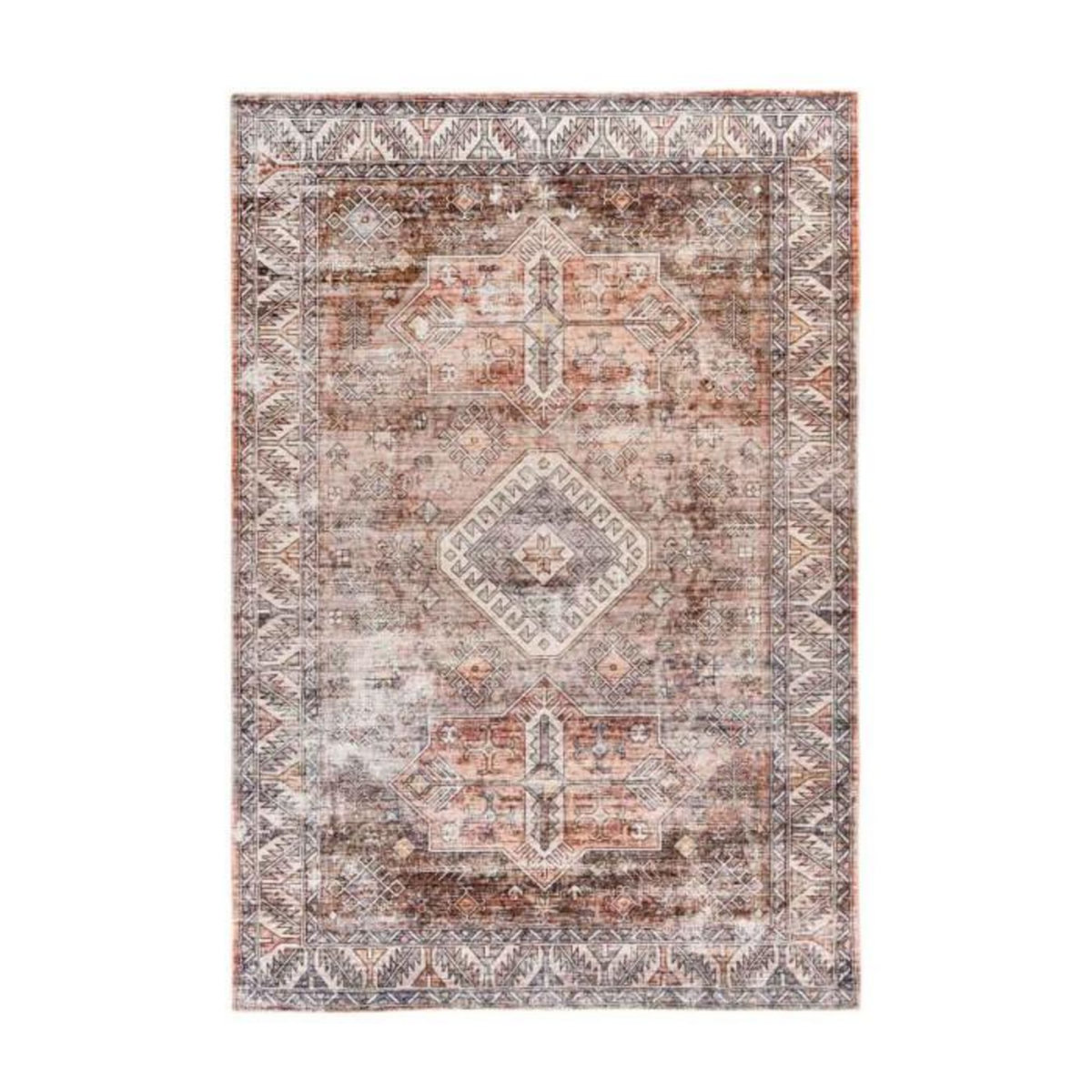 Paris Prix Tapis Tissé à Poils Courts Vintage  Ilian VI  Terracotta