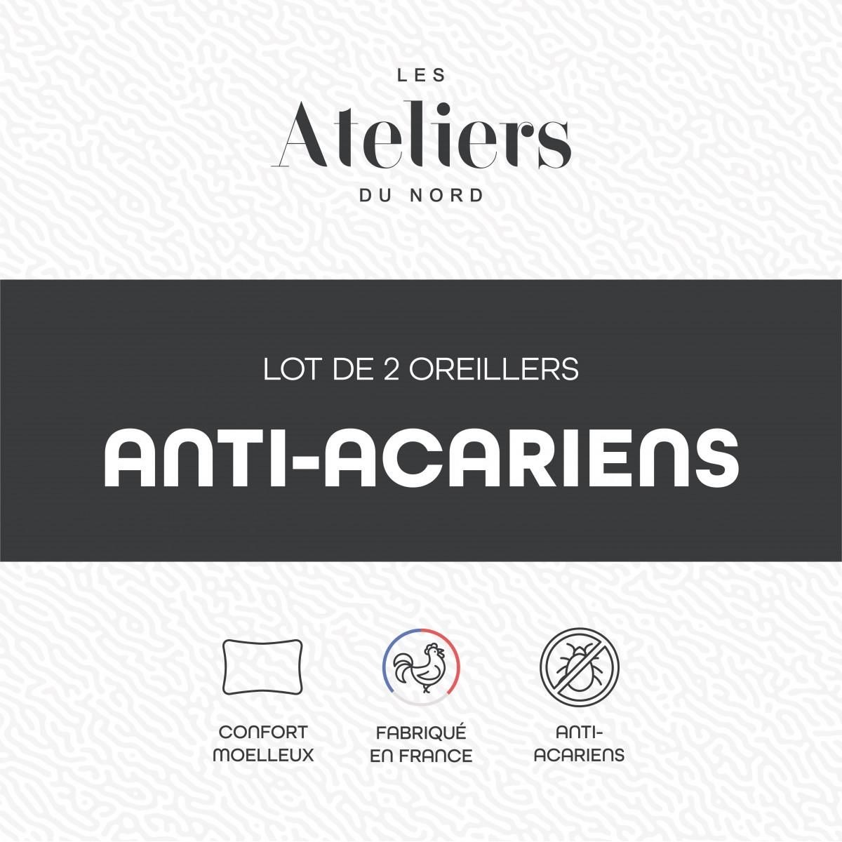 ATELIERS DU NORD Lot de 2 oreillers Anti-acariens