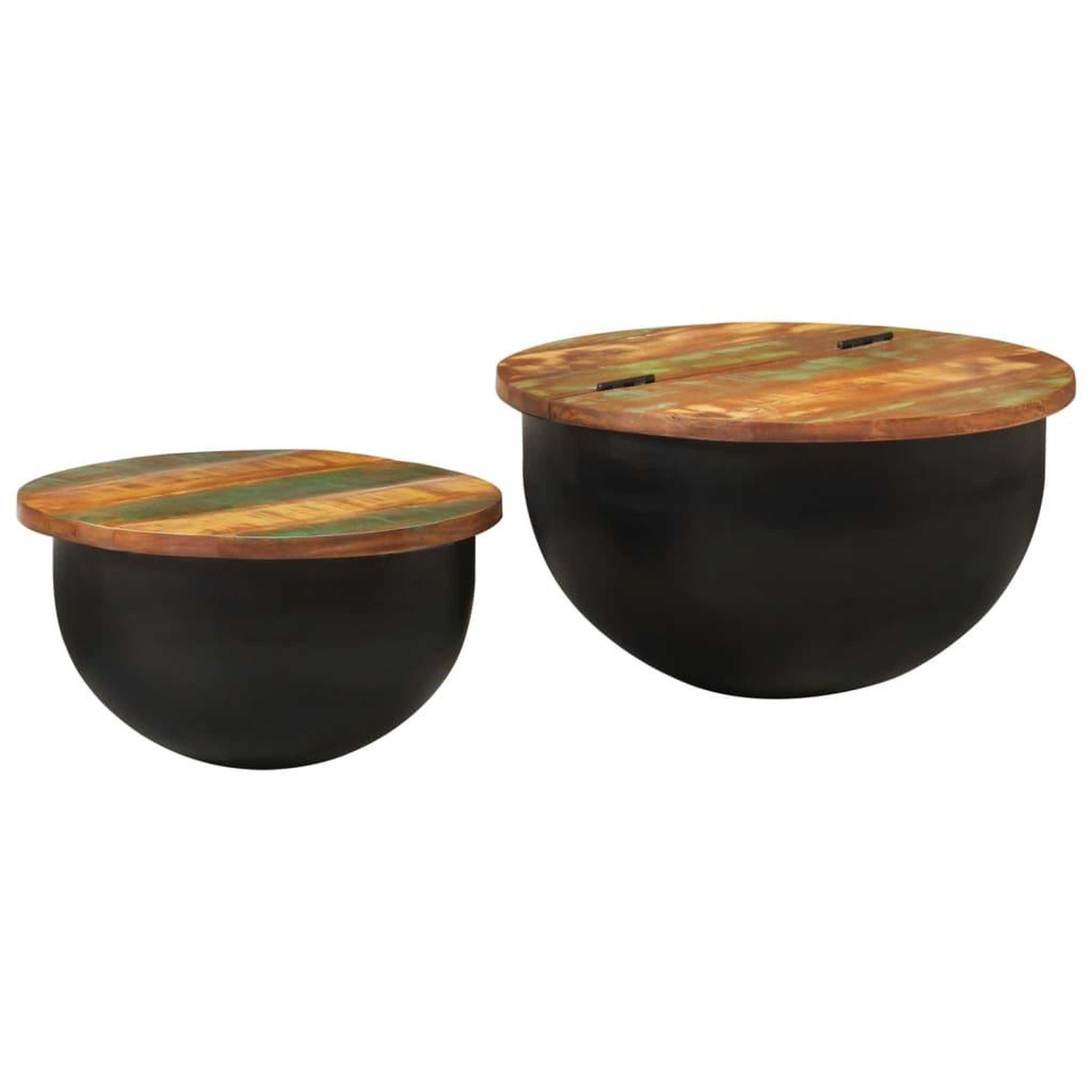 VIDAXL Ensemble de tables basses 2 pcs noir bois recuperation massif