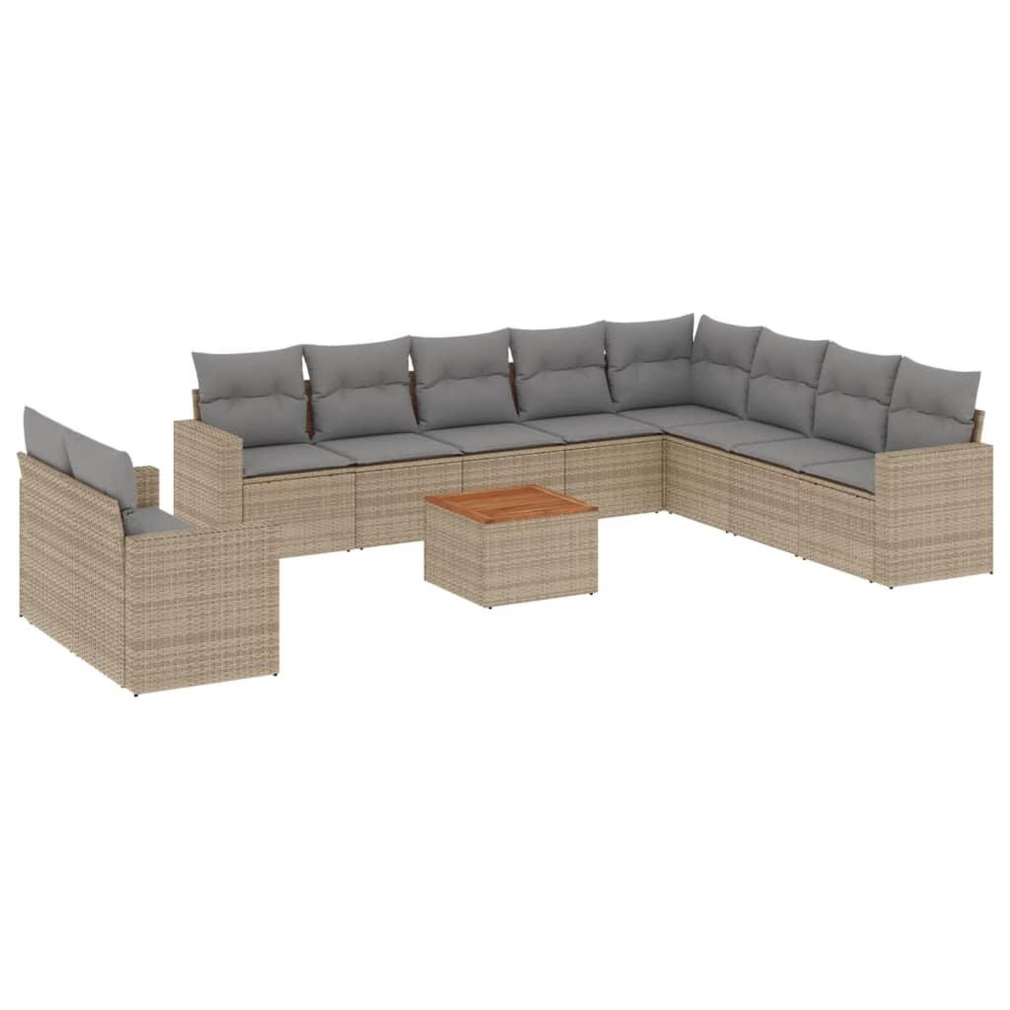 Voir la diapositive 2 : VIDAXL Salon de jardin 11 pcs avec coussins beige resine tressee