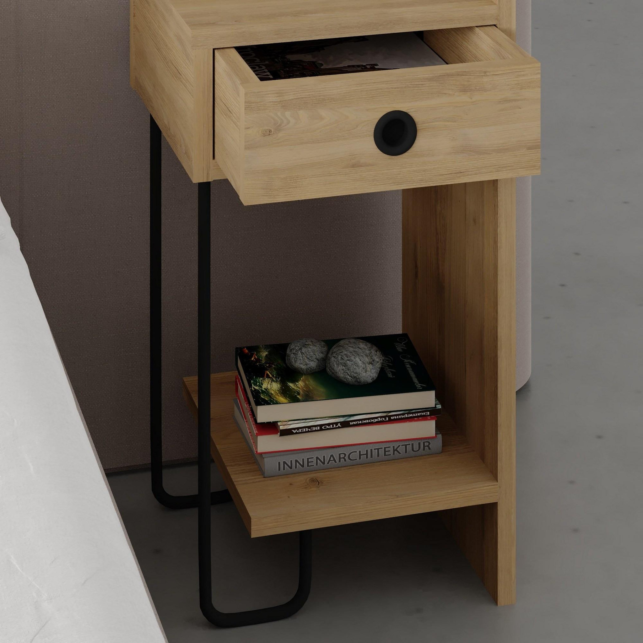 Voir la diapositive 3 : Habitat et Jardin Table de chevet en bois  sirius  32 x 30 x 61 cm - chêne