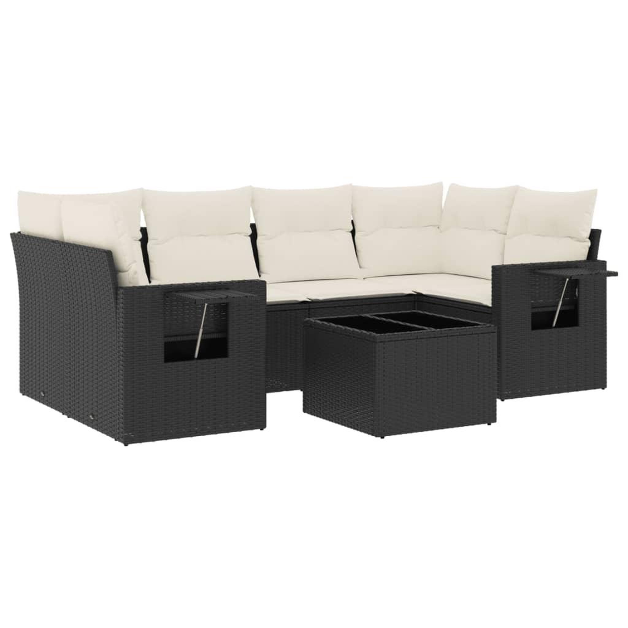 Voir la diapositive 2 : VIDAXL Salon de jardin 7 pcs avec coussins noir resine tressee