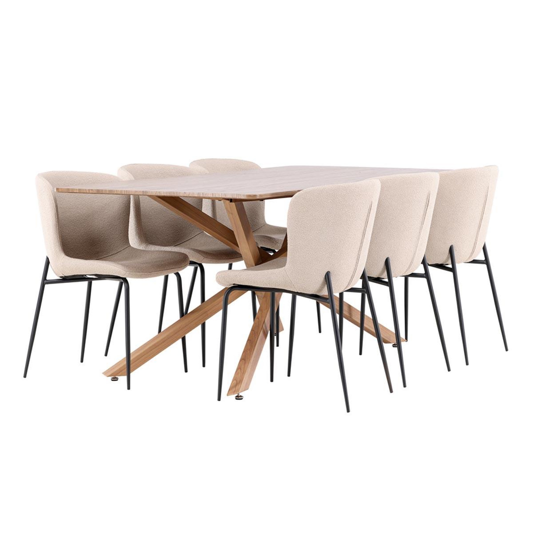 Paris Prix Ensemble table à manger & 6 chaises  piazza & modesto  180cm naturel & beige