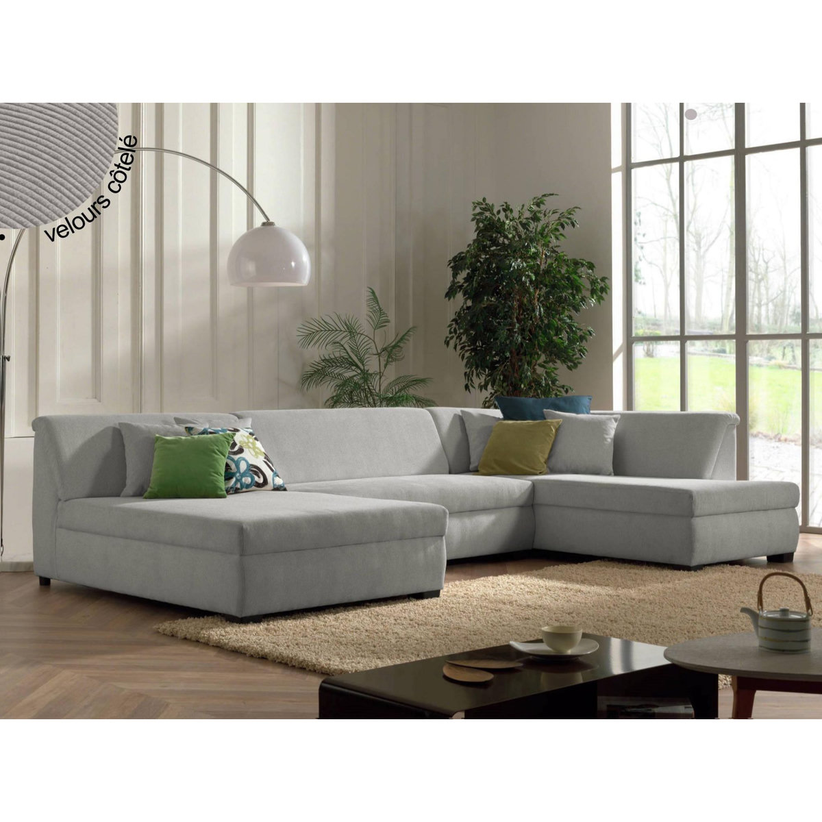 LISA DESIGN Malcom - canapé panoramique d'angle droit - en velours côtelé