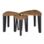 HOMCOM Ensemble de 3 tables basses gigognes encastrables style industriel piètements métal noir en épingle plateaux aspect bois de noyer