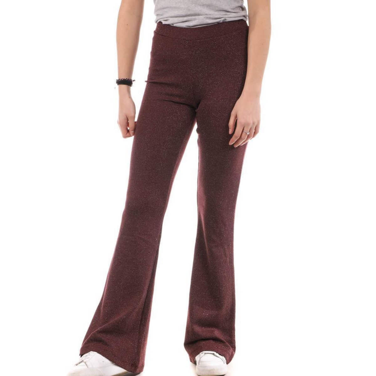 Only Pantalon Fluide Bordeaux Femme Only Flared