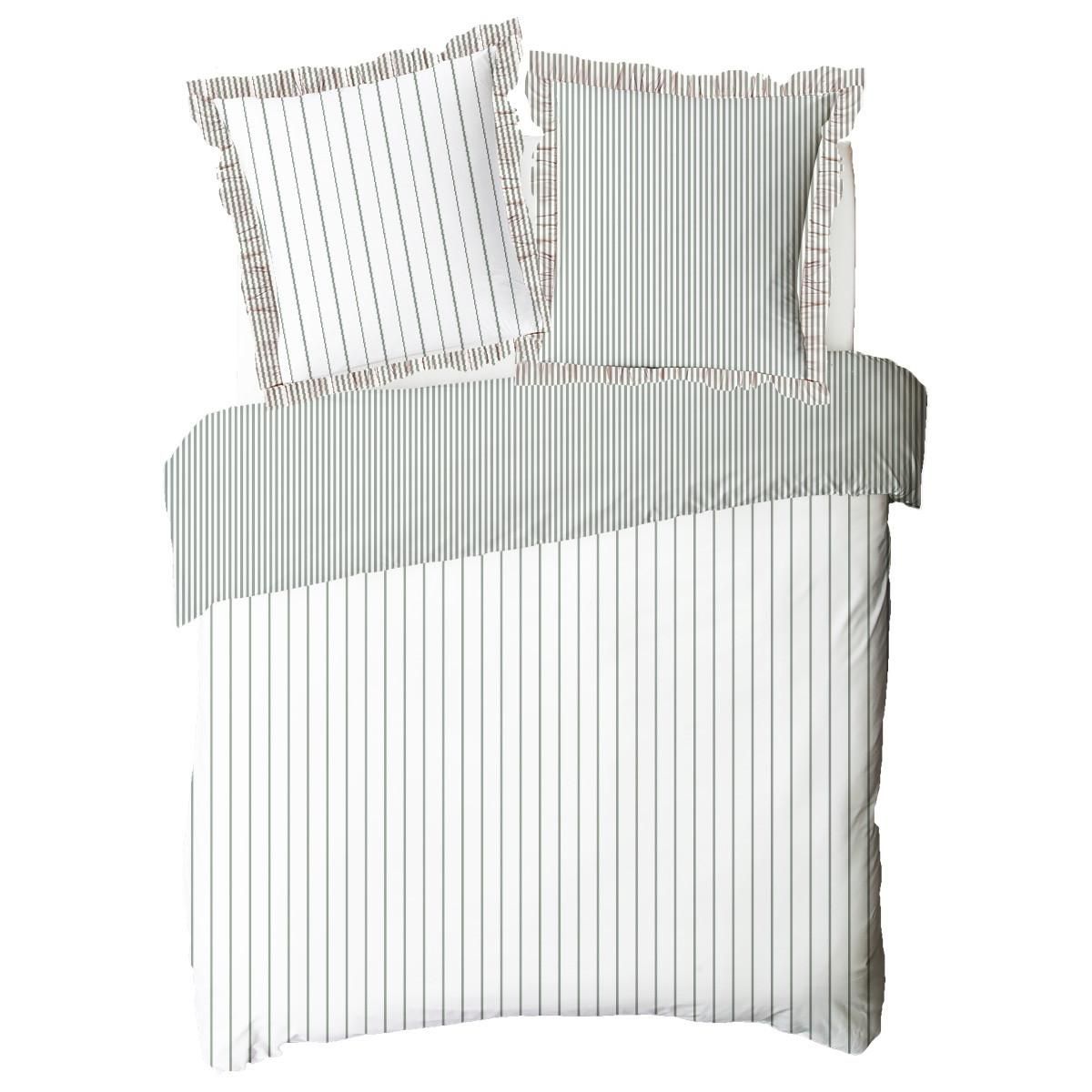 FUTURE HOME Parure de lit 2 personnes en coton 57 fils imprimé blanc