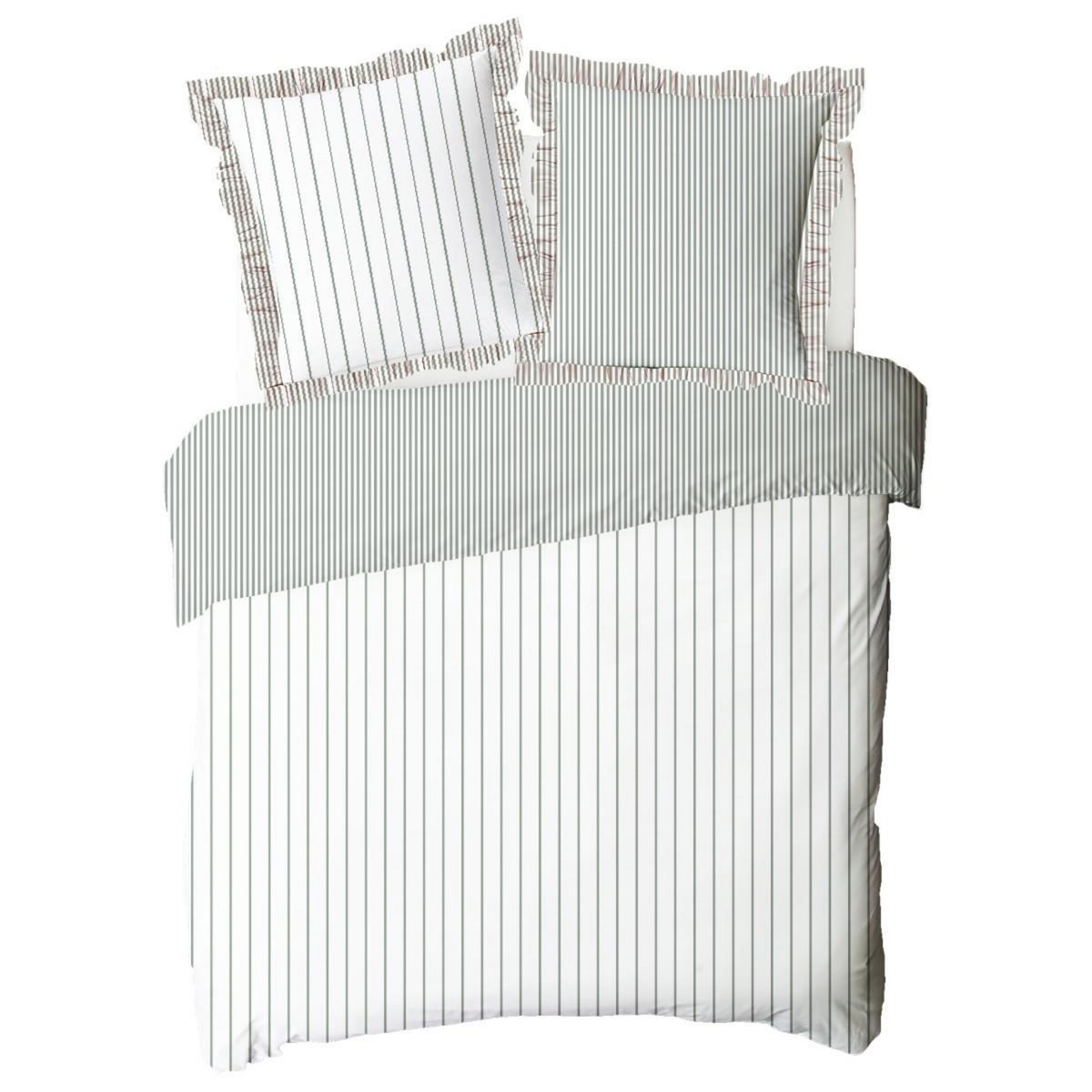 FUTURE HOME Parure de lit 2 personnes en coton 57 fils imprimé blanc