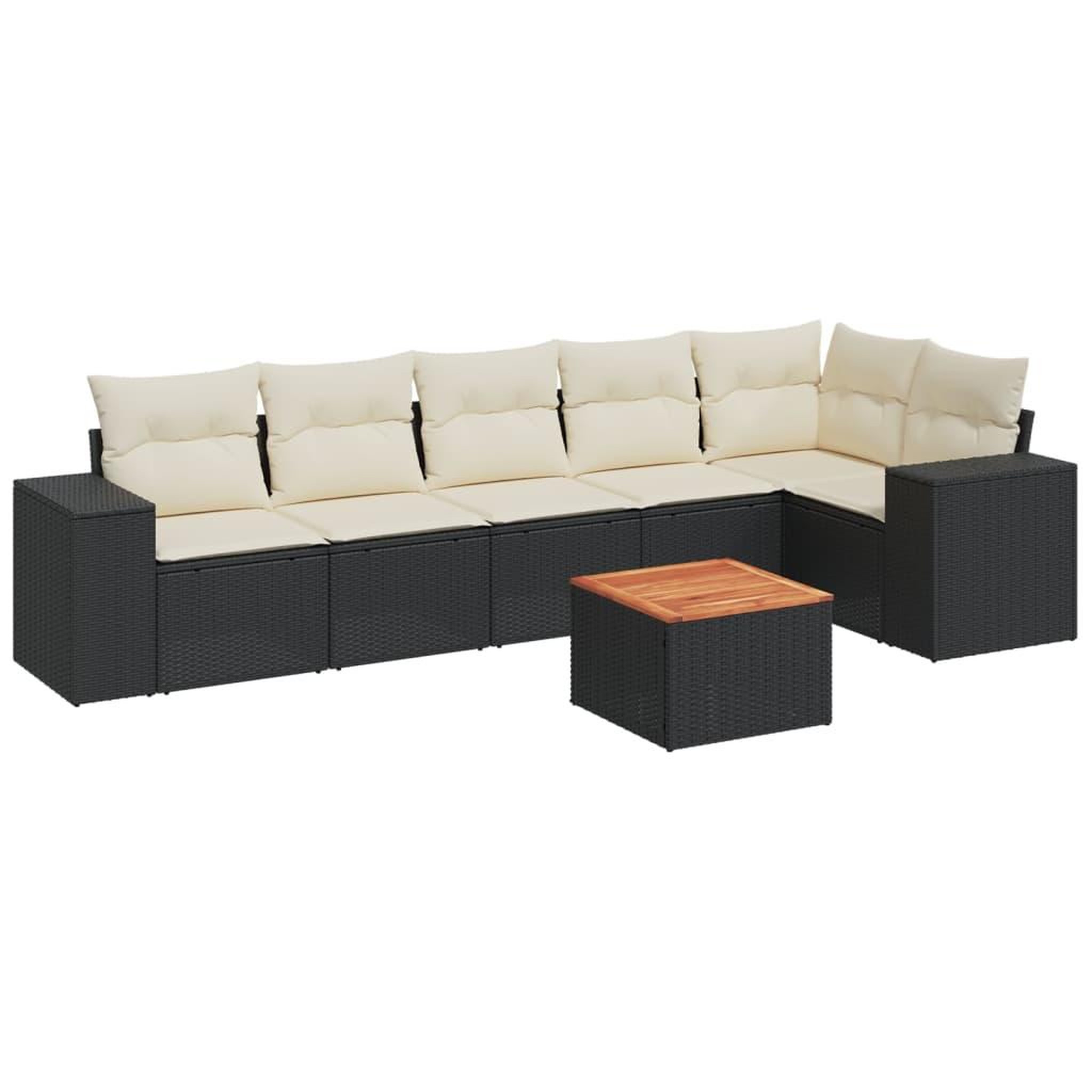 Voir la diapositive 2 : VIDAXL Salon de jardin 7 pcs avec coussins noir resine tressee
