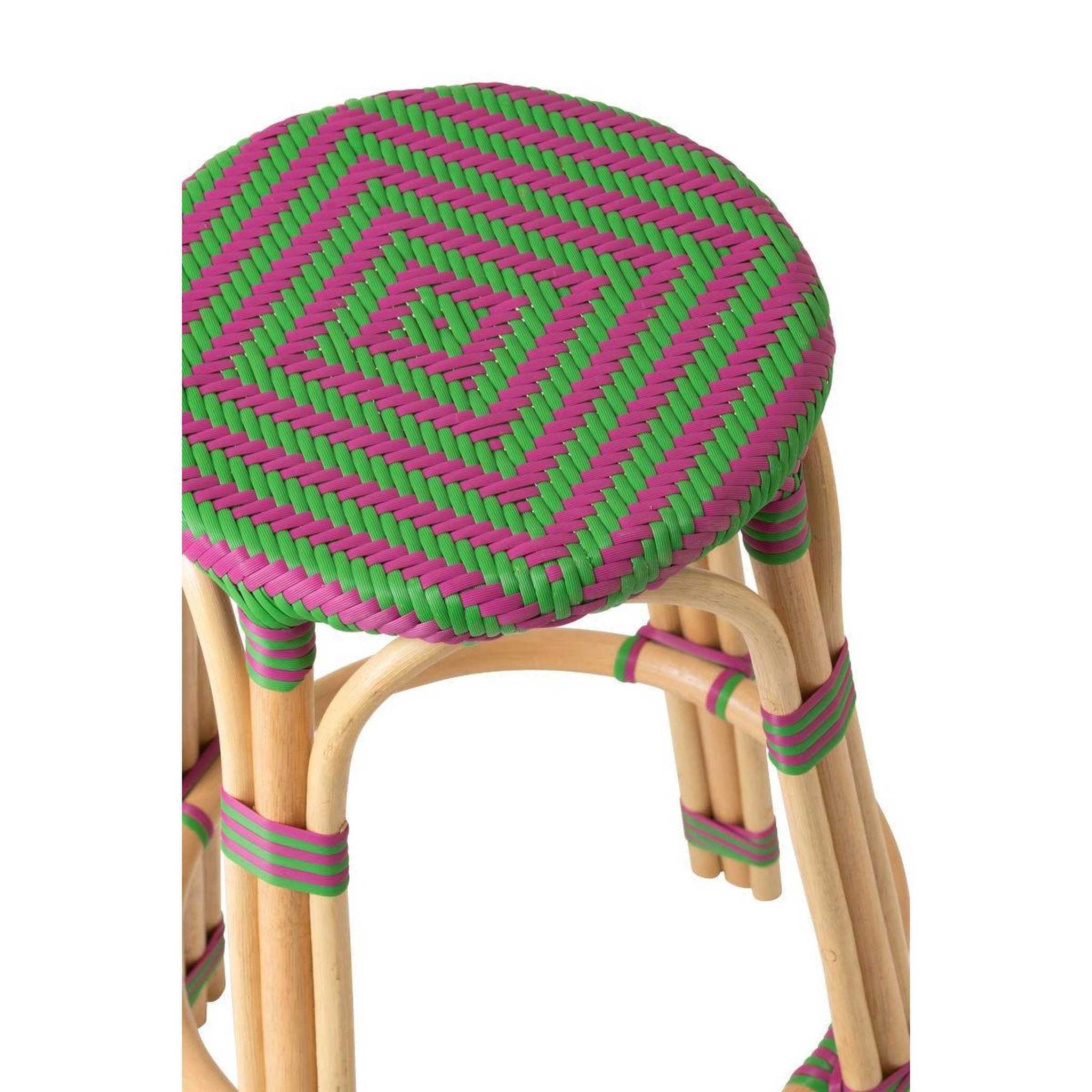 Voir la diapositive 3 : J-LINE Tabouret de bar en rotin  geo  66cm rose & vert