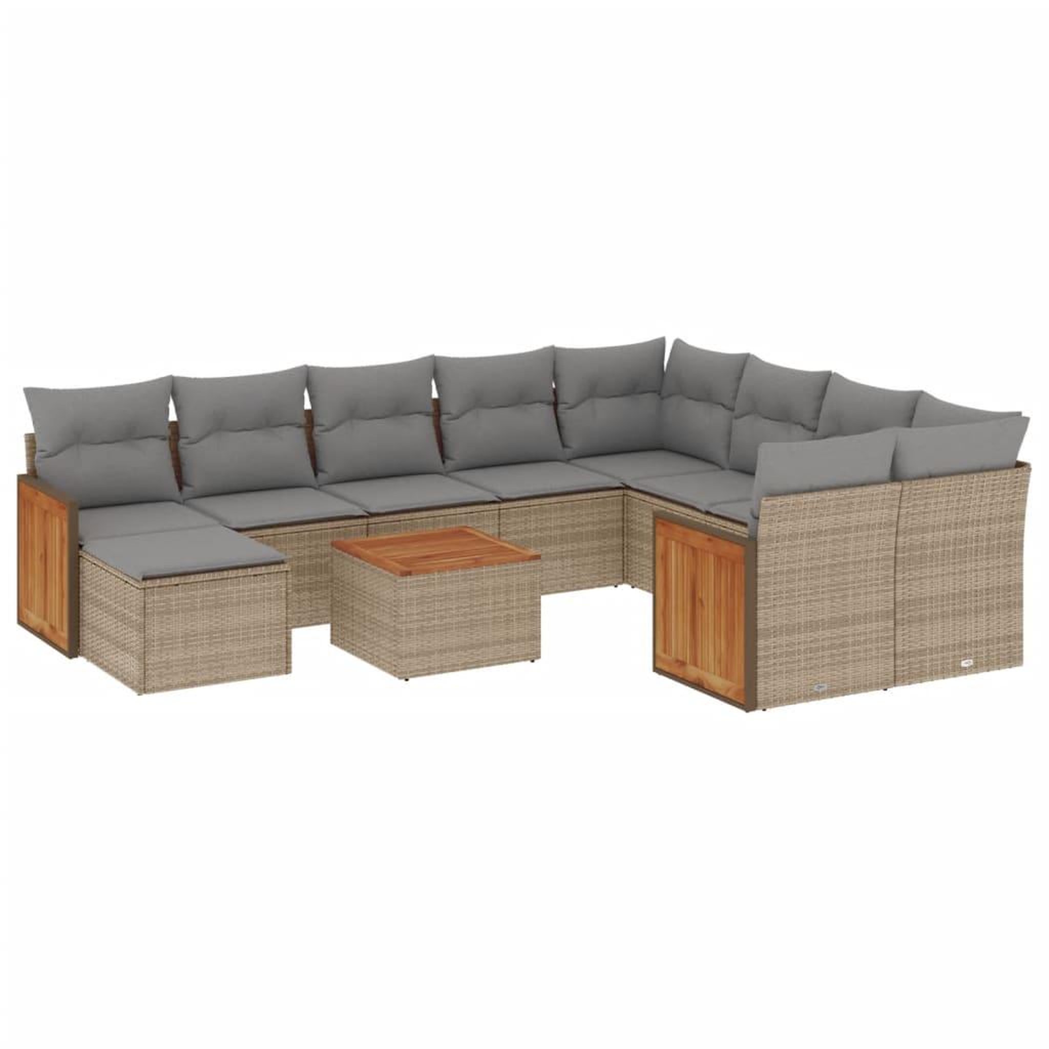 Voir la diapositive 2 : VIDAXL Salon de jardin 11 pcs avec coussins beige resine tressee
