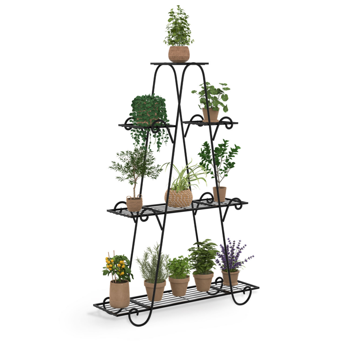 ID MARKET Etagère à pots de fleurs porte plante en métal 9 niveaux