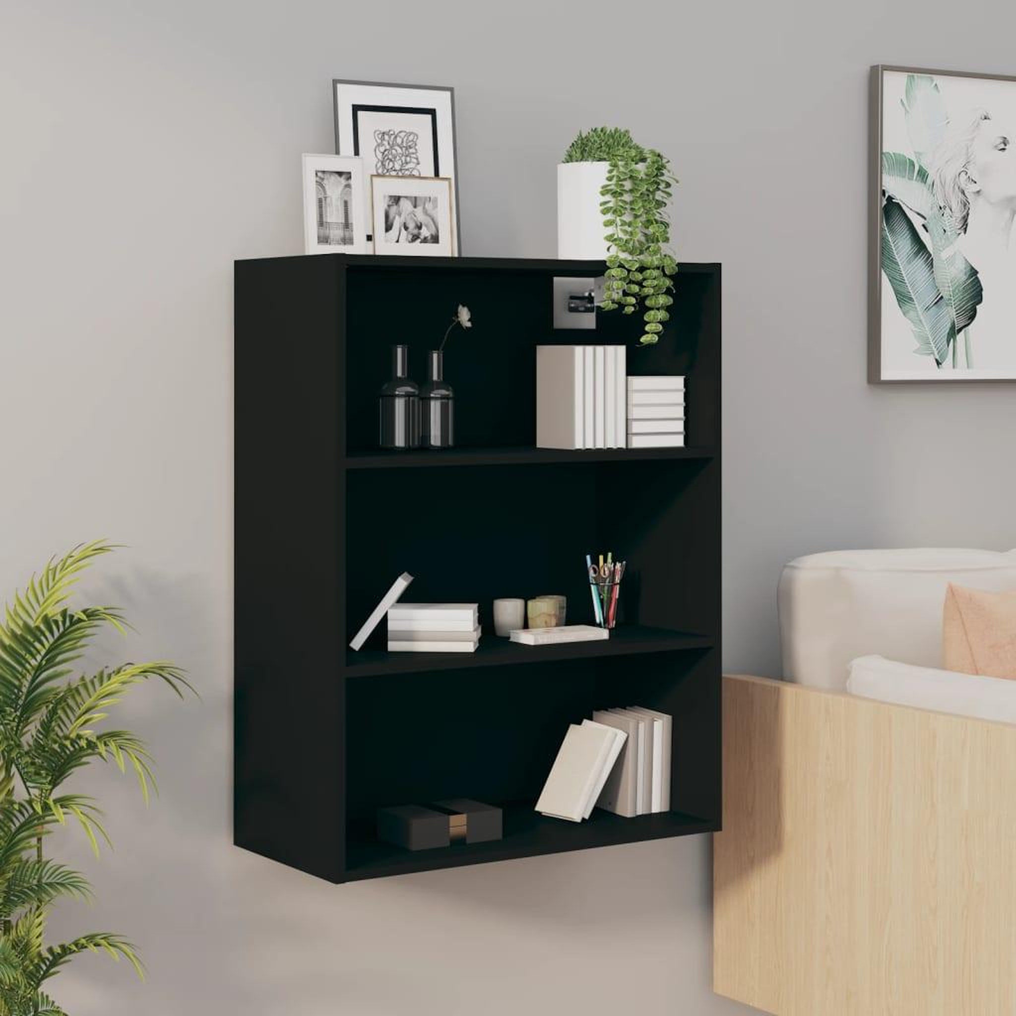 VIDAXL Armoire murale suspendue Noir 69,5x32,5x90 cm