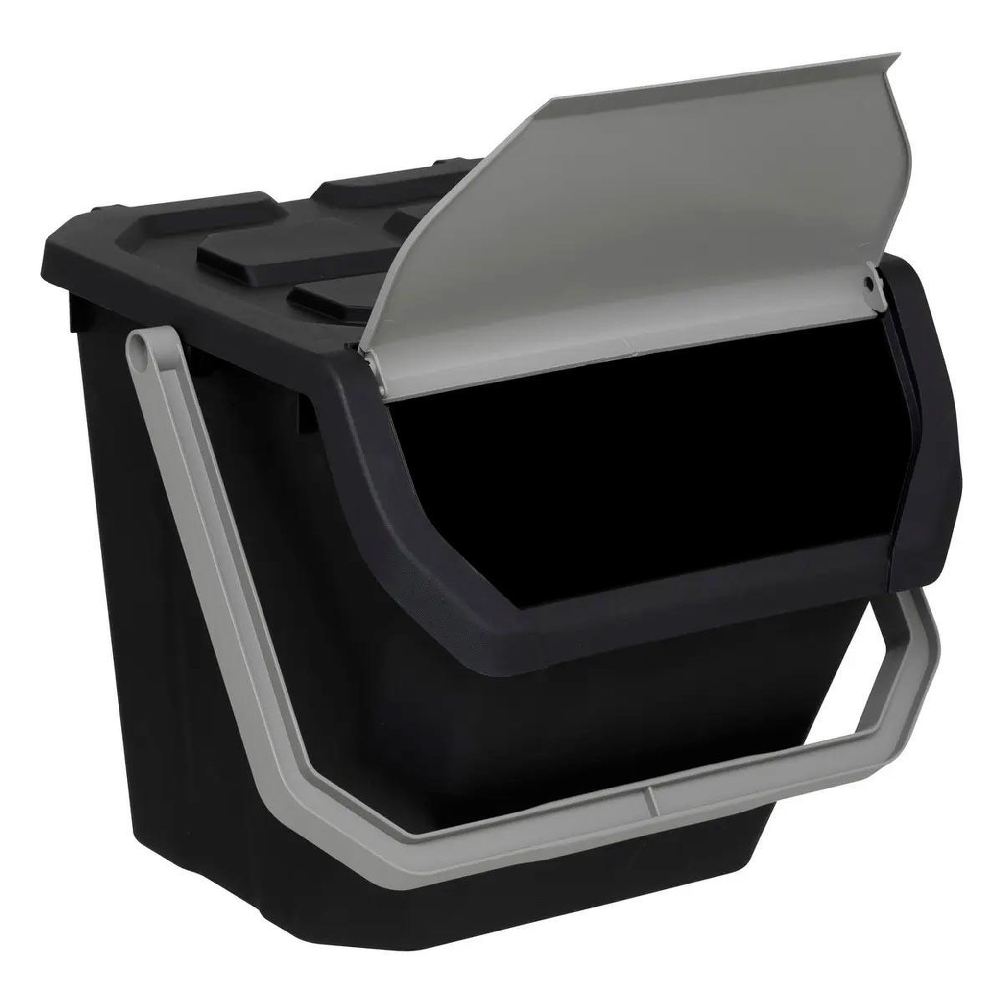 Voir la diapositive 2 : FIVE Poubelle de tri  empilable  24l noir
