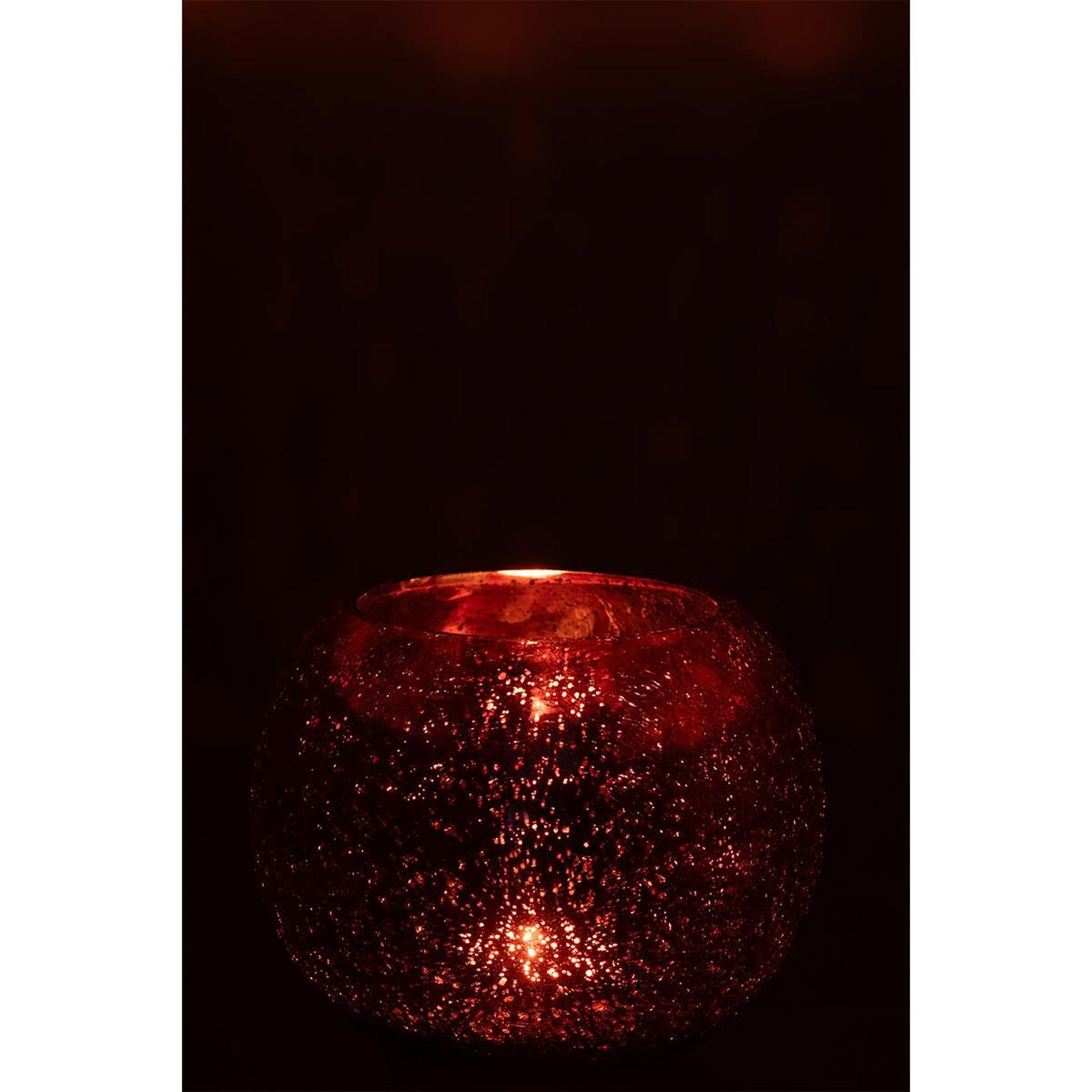 Voir la diapositive 3 : J-LINE Photophore Boule en Verre  Craquelée  20cm Rose