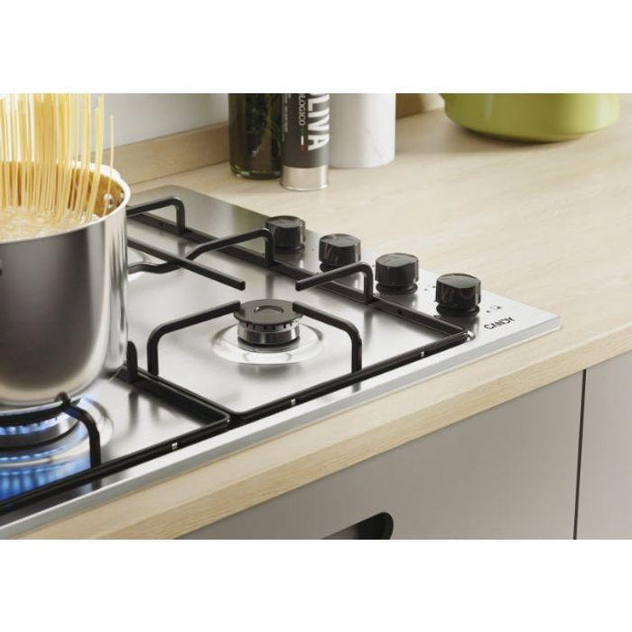 Voir la diapositive 3 : Candy Table de cuisson à gaz 59.5cm 4 feux noir - CHW6LBX