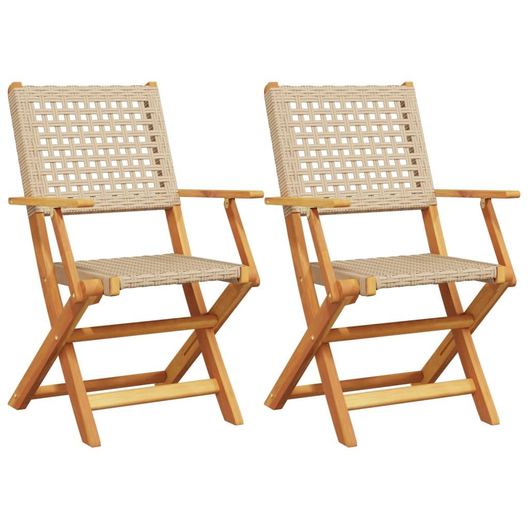 Voir la diapositive 2 : VIDAXL Chaises de jardin lot de 2 beige bois massif d'acacia et rotin