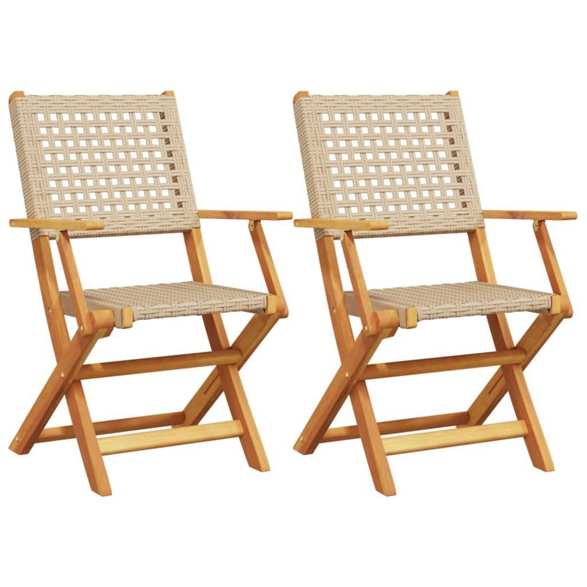 VIDAXL Chaises de jardin lot de 2 beige bois massif d'acacia et rotin