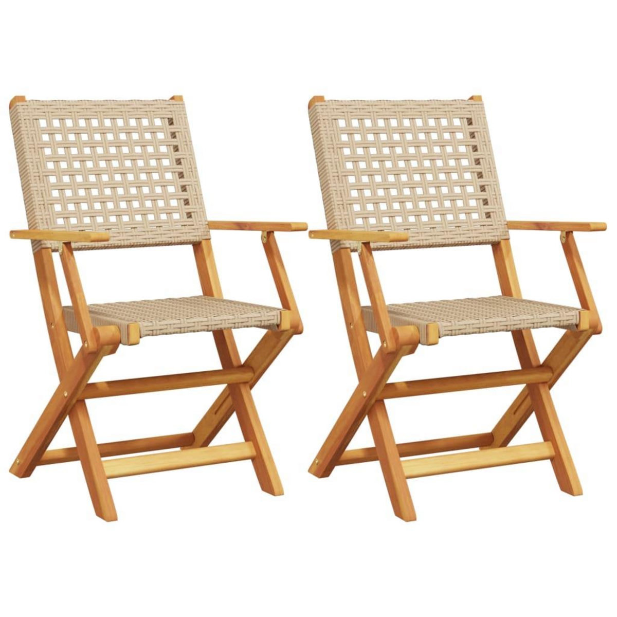 VIDAXL Chaises de jardin lot de 2 beige bois massif d'acacia et rotin