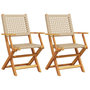 Voir la diapositive 2 : VIDAXL Chaises de jardin lot de 2 beige bois massif d'acacia et rotin