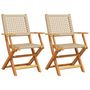 Voir la diapositive 2 : VIDAXL Chaises de jardin lot de 2 beige bois massif d'acacia et rotin