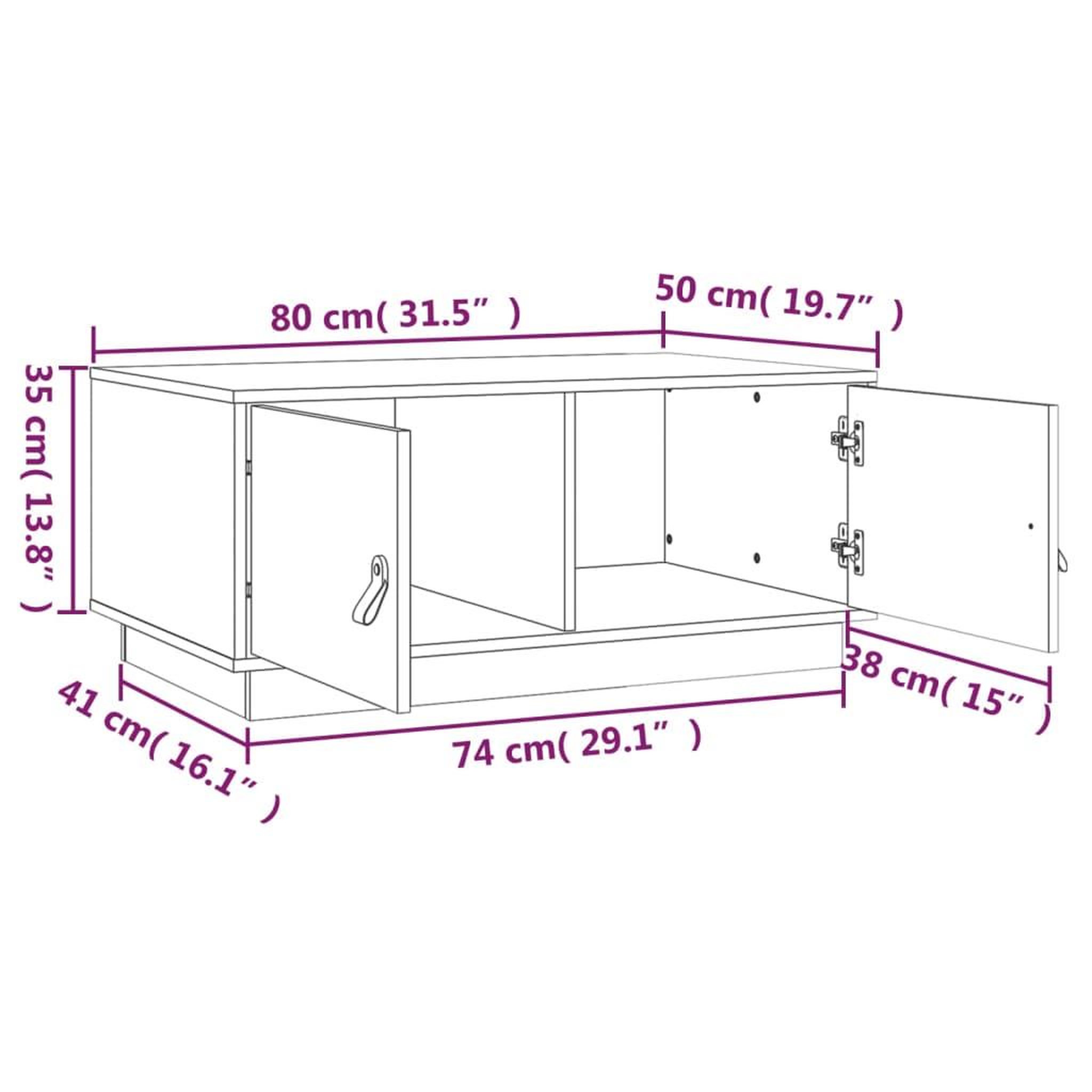 Voir la diapositive 6 : VIDAXL Table basse Noir 80x50x35 cm Bois massif de pin