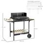Voir la diapositive 3 : OUTSUNNY Barbecue à charbon sur pied grille réglable 2 roues 3 étagères récupérateur de cendres noir