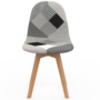 Voir la diapositive 3 : ID MARKET Lot de 4 chaises scandinaves SARA gris foncé,  blanc, noir et patchworks noirs, gris et blancs
