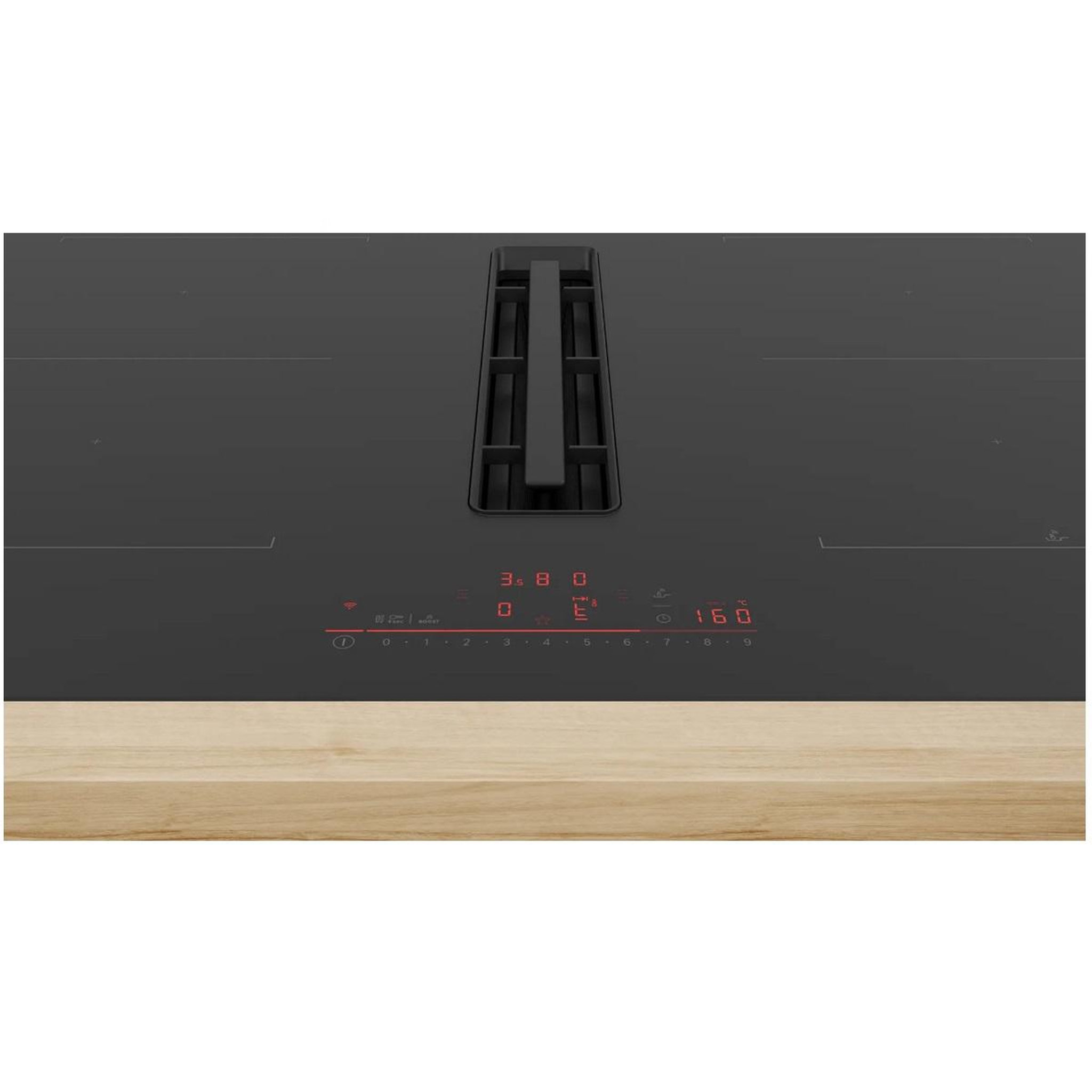 Voir la diapositive 3 : BOSCH Table de cuisson aspirante induction 4 feux 7400w noir - PVQ811H26E