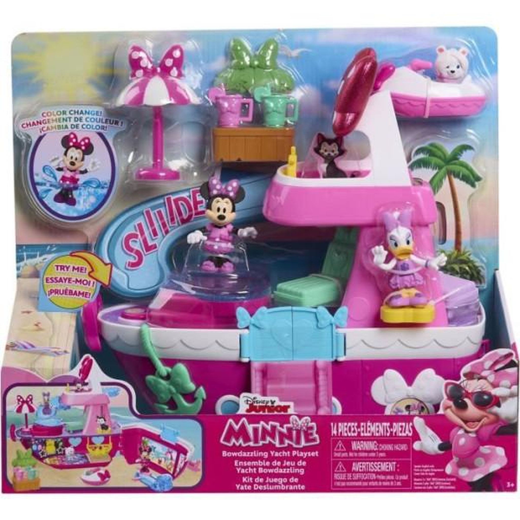 DISNEY Jouet interactif - disney minnie mouse - le yacht de minnie - yacht avec 14 accessoires, tenues changeantes et piscine