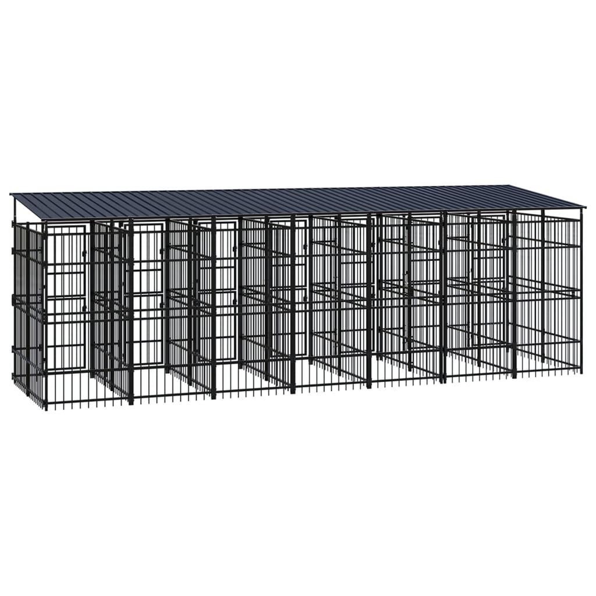 Voir la diapositive 4 : VIDAXL Chenil d'exterieur avec toit pour chiens Acier 12,9 m²
