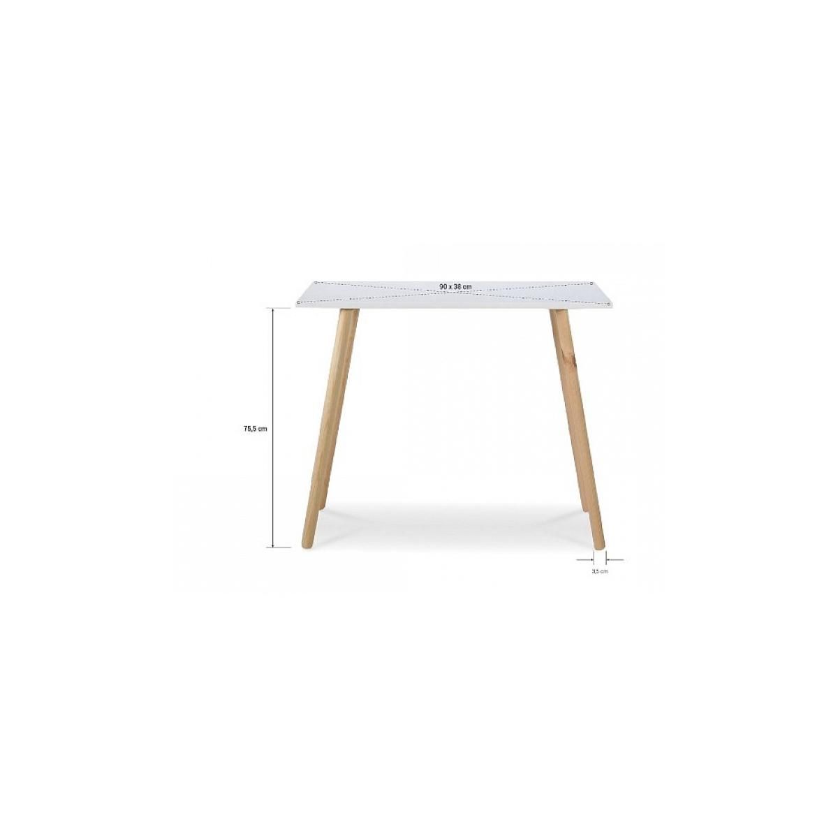 HomeStyle4U Console moderne avec plateau blanc et pieds en pin naturel