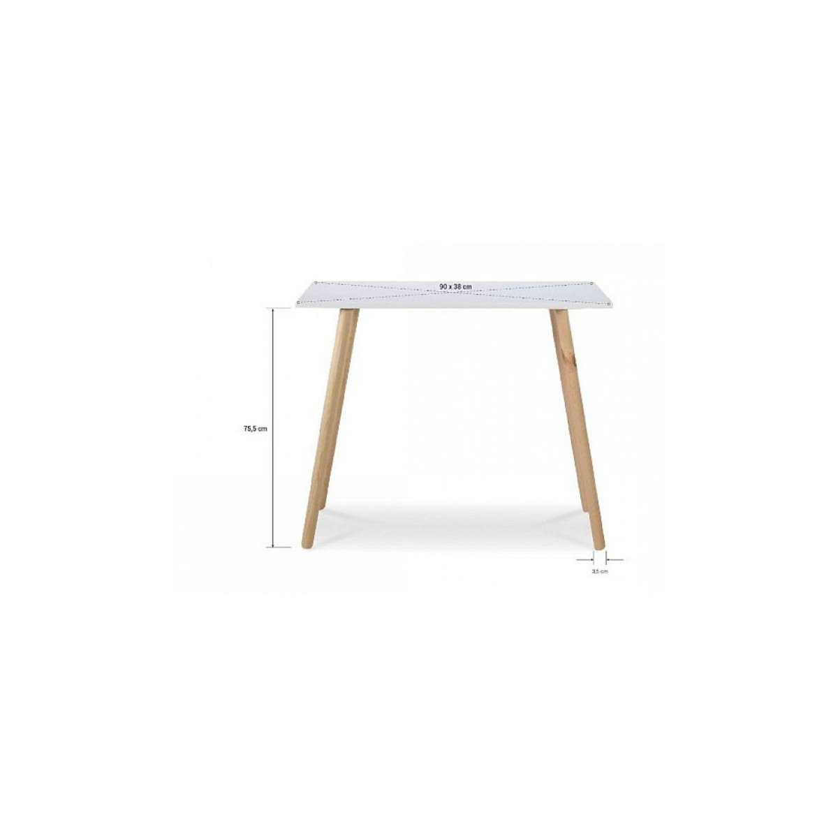 HomeStyle4U Console moderne avec plateau blanc et pieds en pin naturel