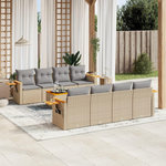 VIDAXL Salon de jardin avec coussins 9 pcs beige resine tressee