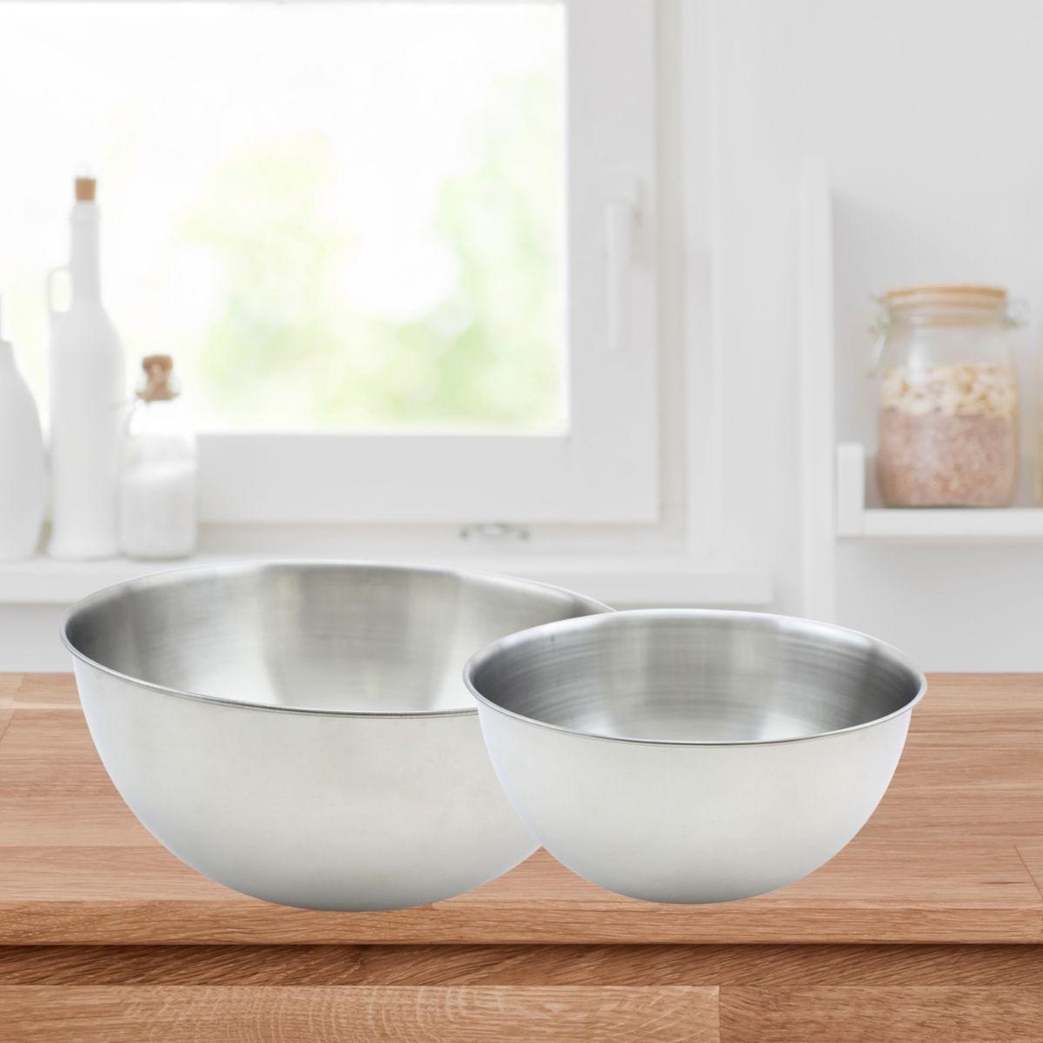 Voir la diapositive 2 : Fackelmann Set de 2 bols à mixer en inox 20,5 et 25 cm fackelmann basic