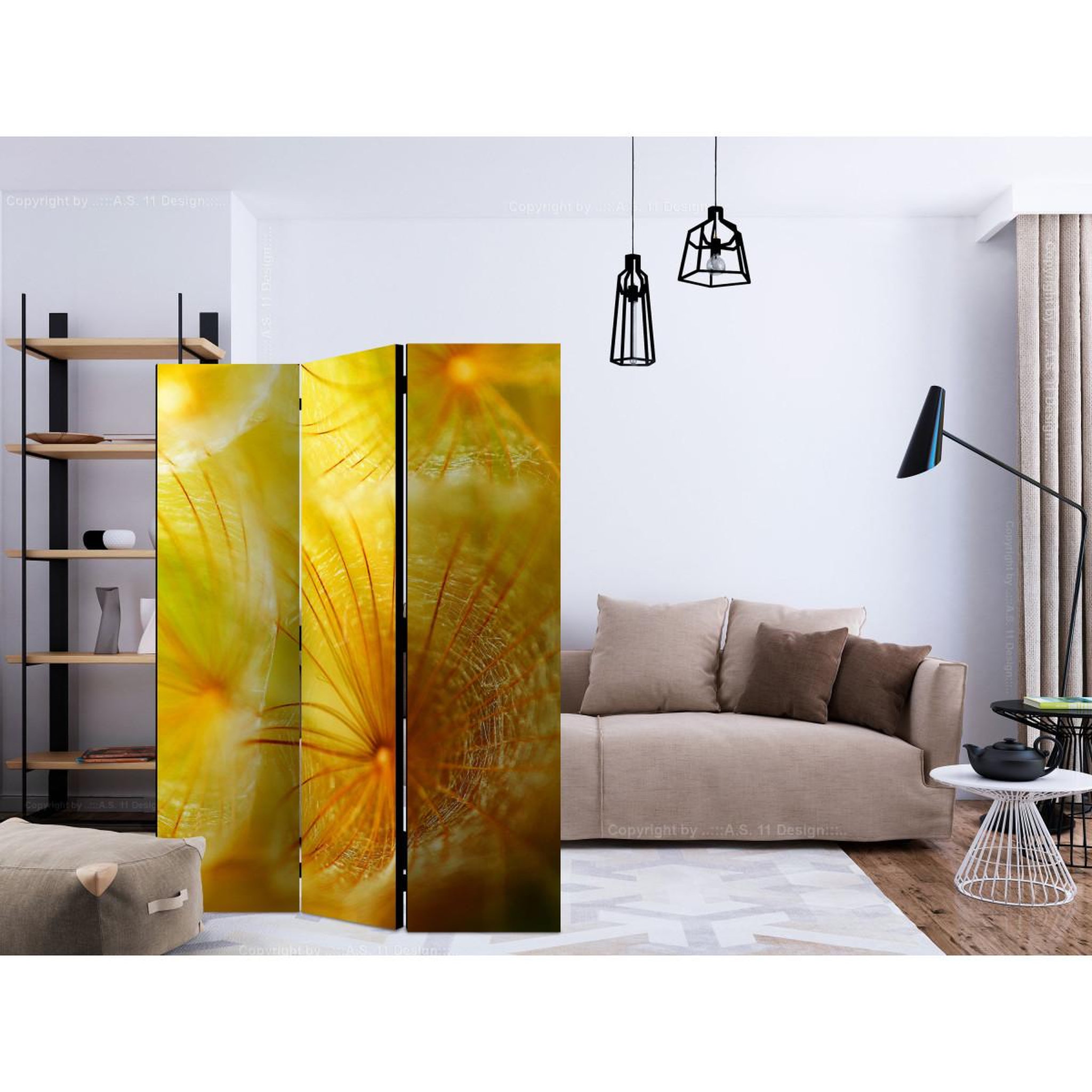 Voir la diapositive 2 : Paris Prix Paravent 3 volets  soft dandelion flower  135x172cm