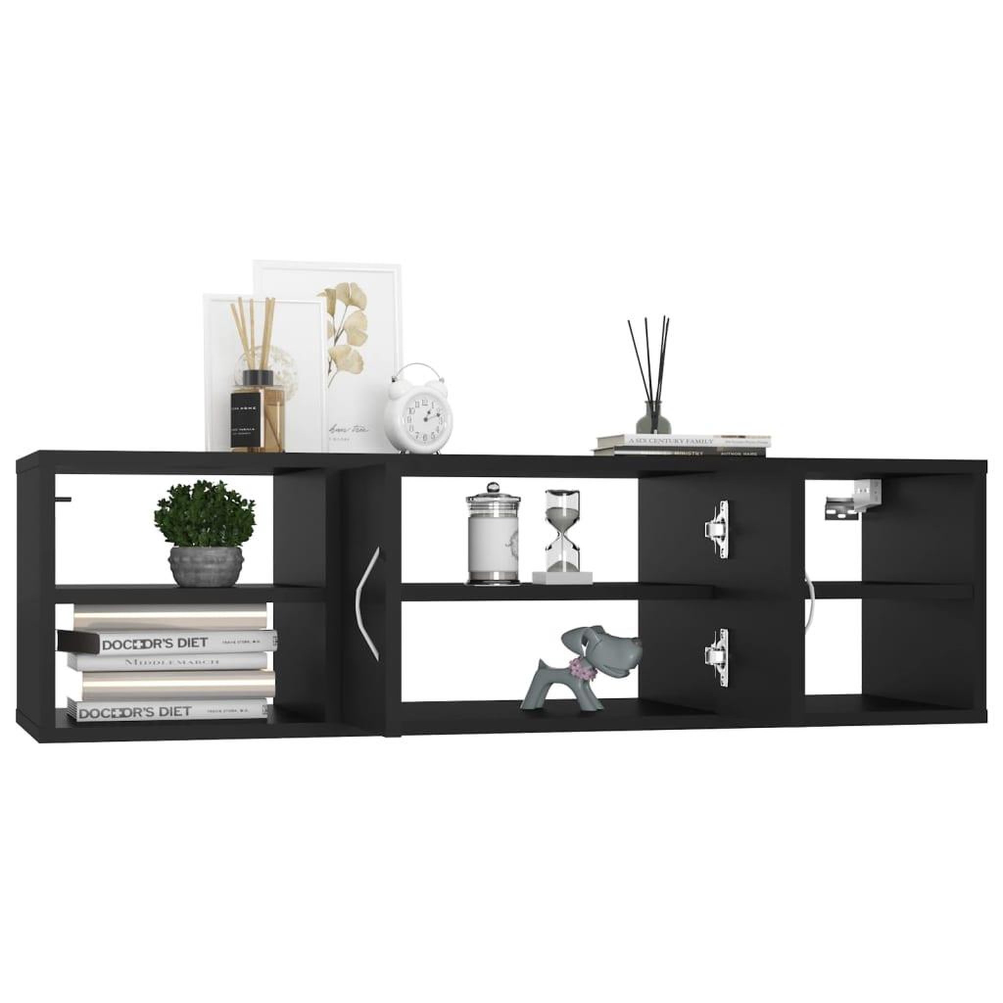 Voir la diapositive 4 : VIDAXL Etagere murale Noir 102x30x29 cm Bois d'ingenierie
