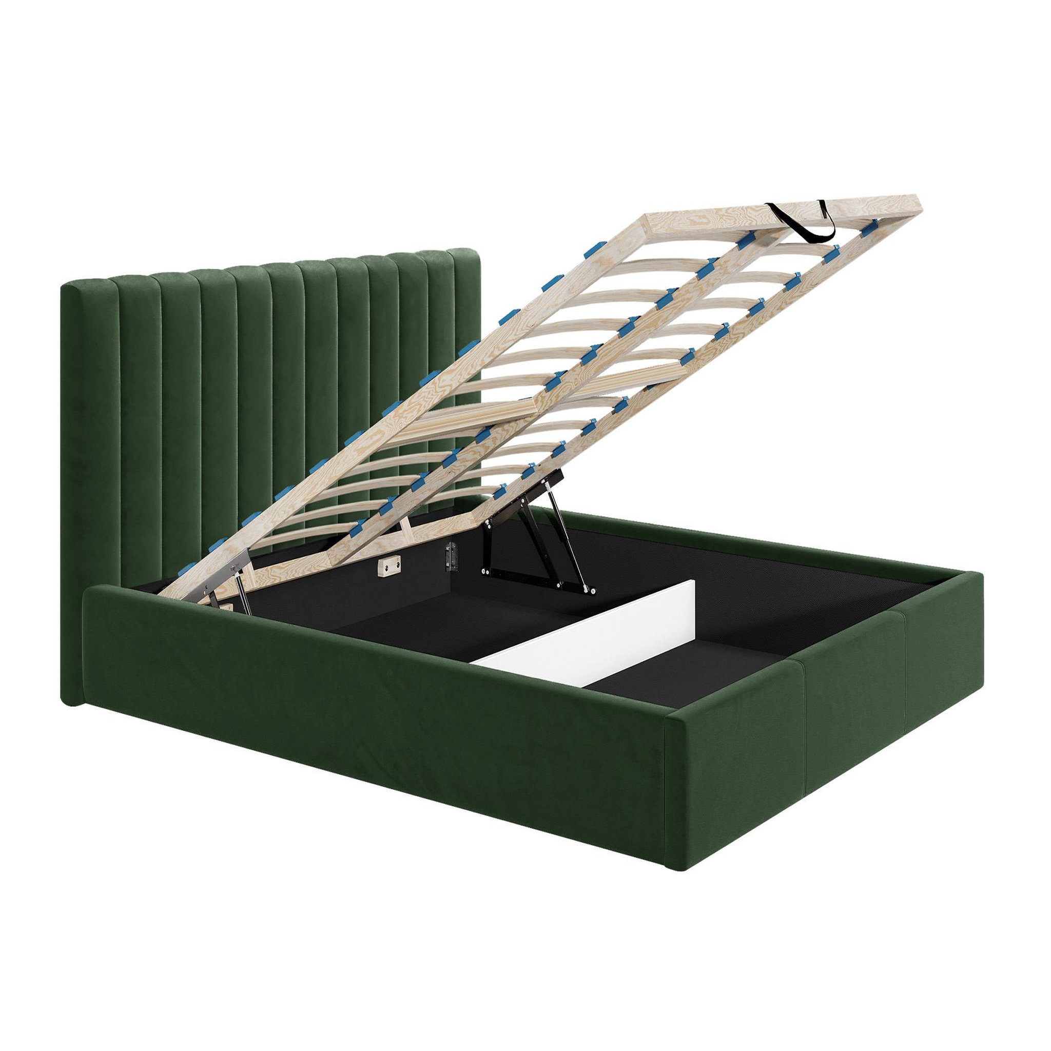 Voir la diapositive 2 : BEST MOBILIER Rosario - lit coffre - 180x200 - sommier inclus - en velours