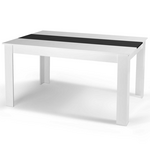 ID MARKET Table à manger rectangle GEORGIA 6 personnes blanche et noire 140 x 90 cm