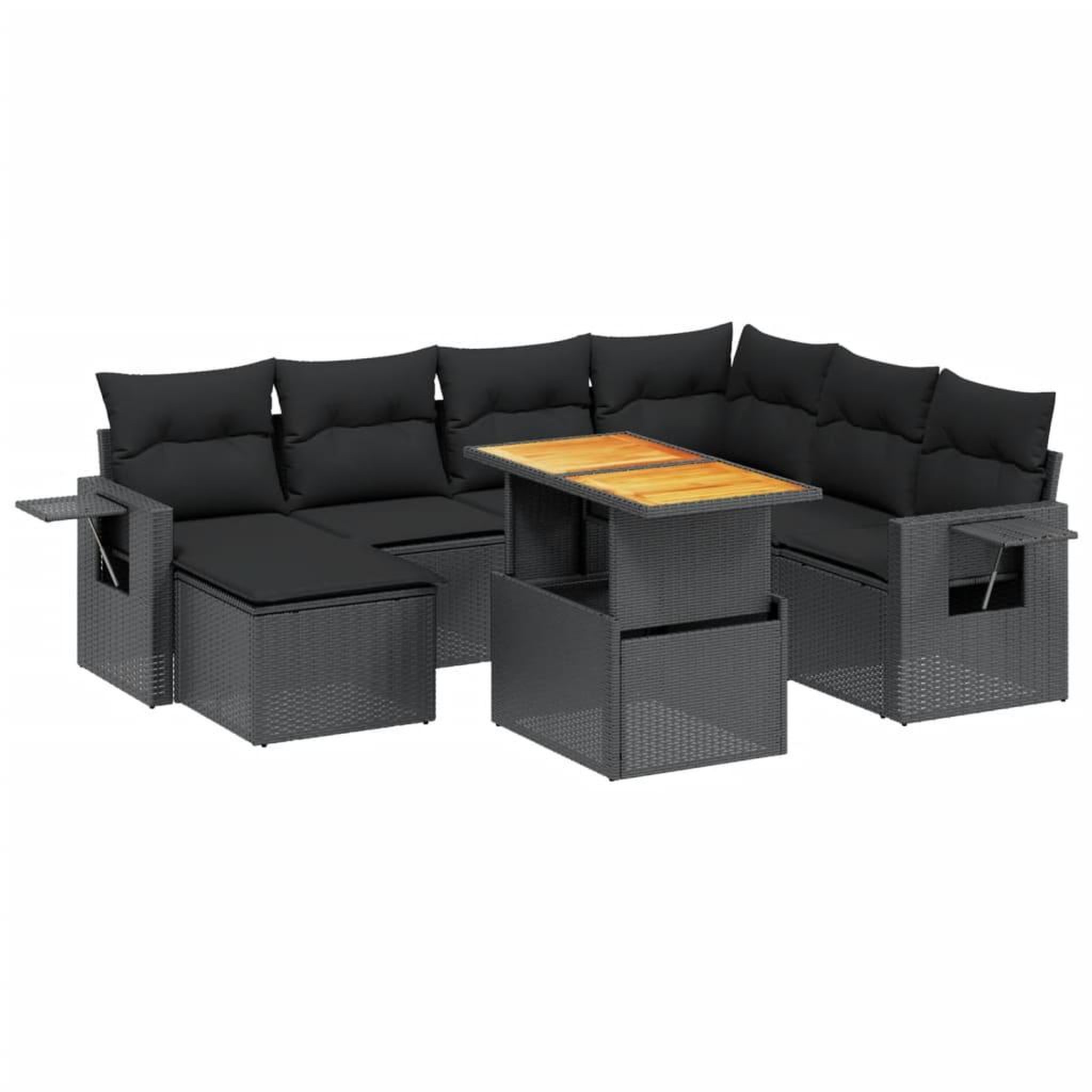 Voir la diapositive 2 : VIDAXL Salon de jardin 8 pcs avec coussins noir resine tressee